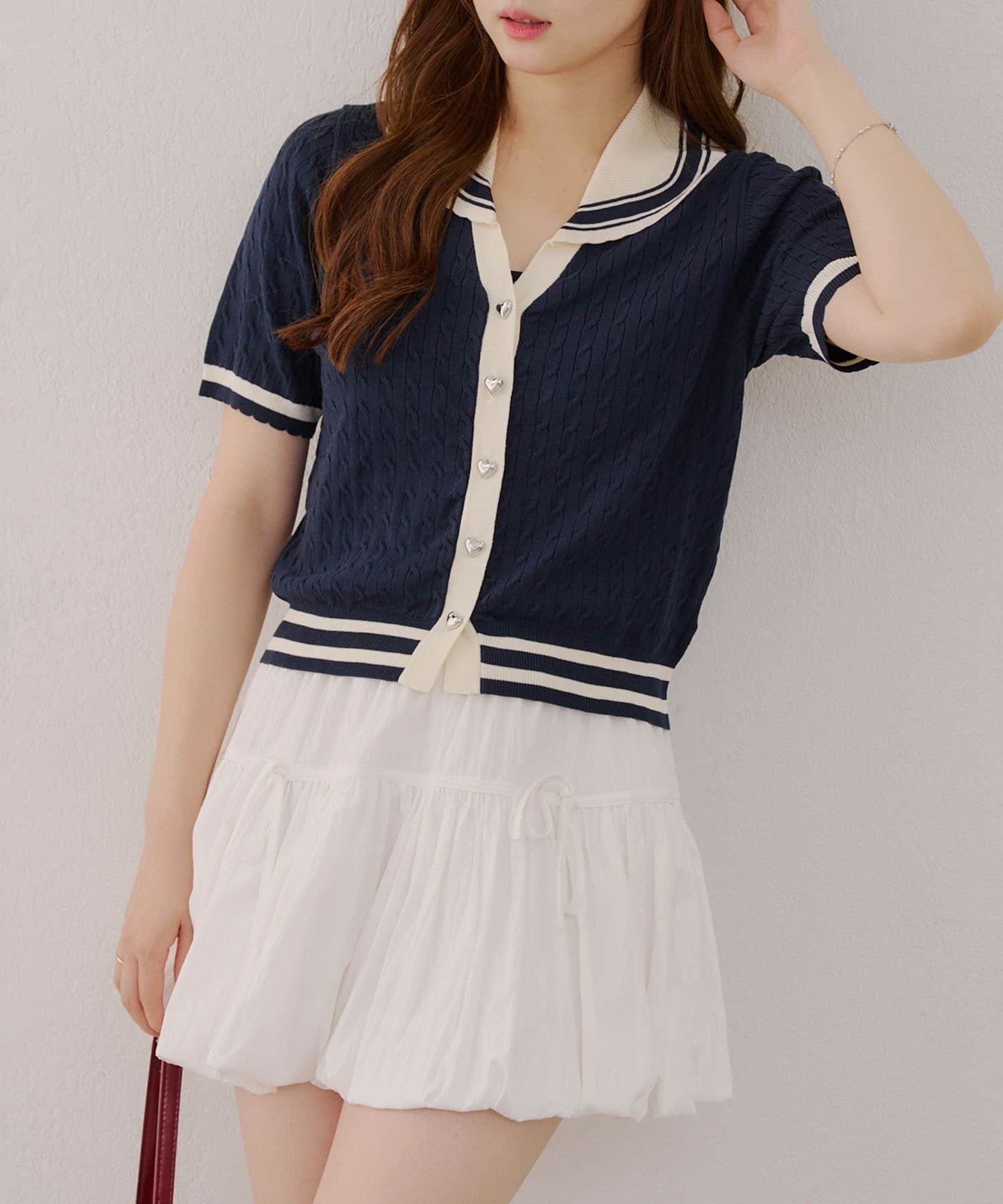 NICE CLAUP / OLIVE des OLIVE OUTLET(ナイスクラップ  / オリーブ デ オリーブ アウトレット) 【RMAF】スカラップスキッパーポロ