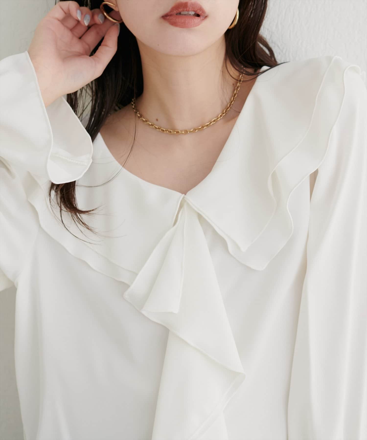 なちゅ専用アイテム WEB限定】ラッフル衿キャンディスリーブブラウス | natural
