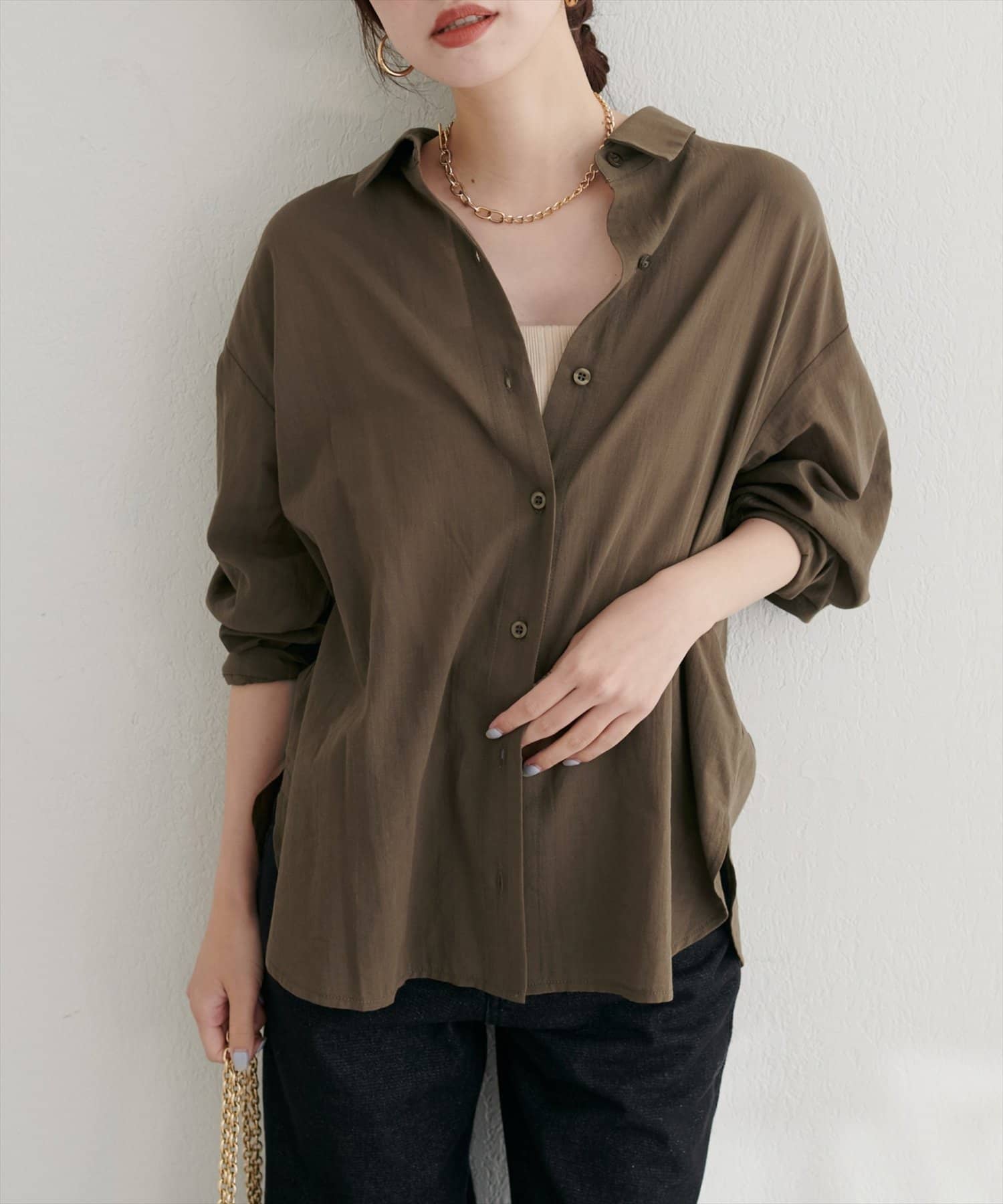 natural couture(ナチュラルクチュール) 【WEB限定】綿シアー長袖シャツ