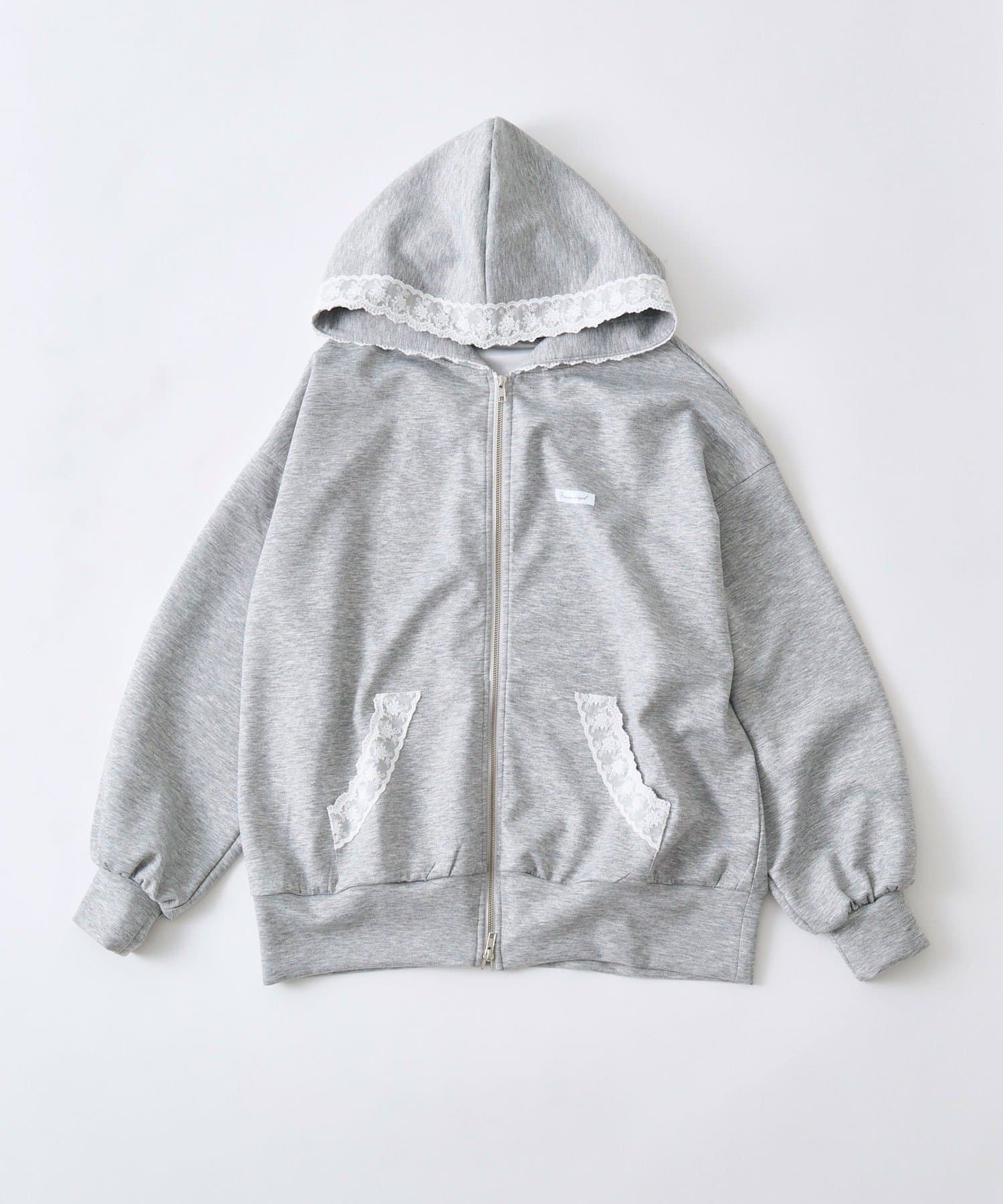 OLIVE des OLIVE(オリーブ デ オリーブ) レース付きZIPパーカー
