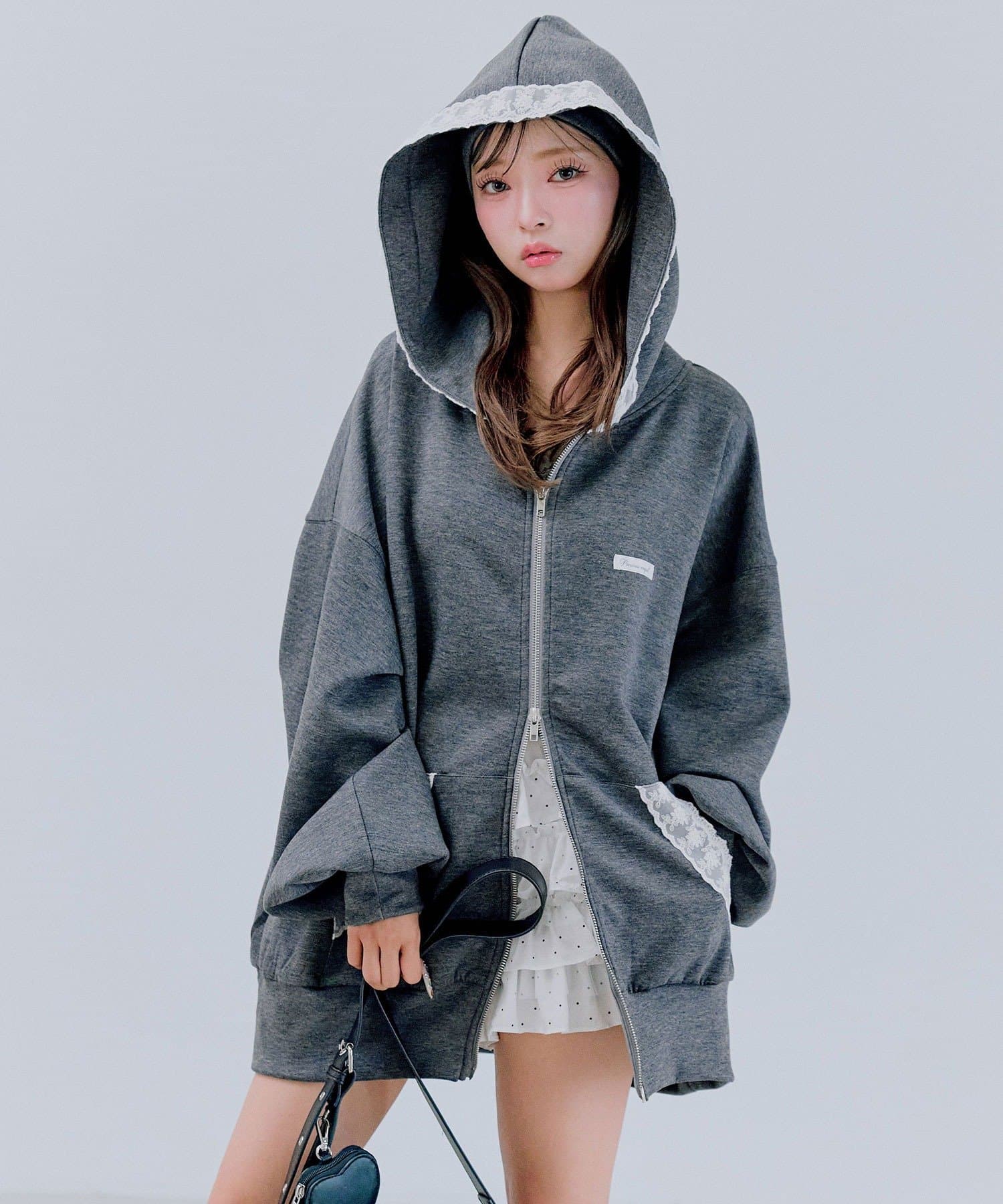 OLIVE des OLIVE(オリーブ デ オリーブ) レース付きZIPパーカー