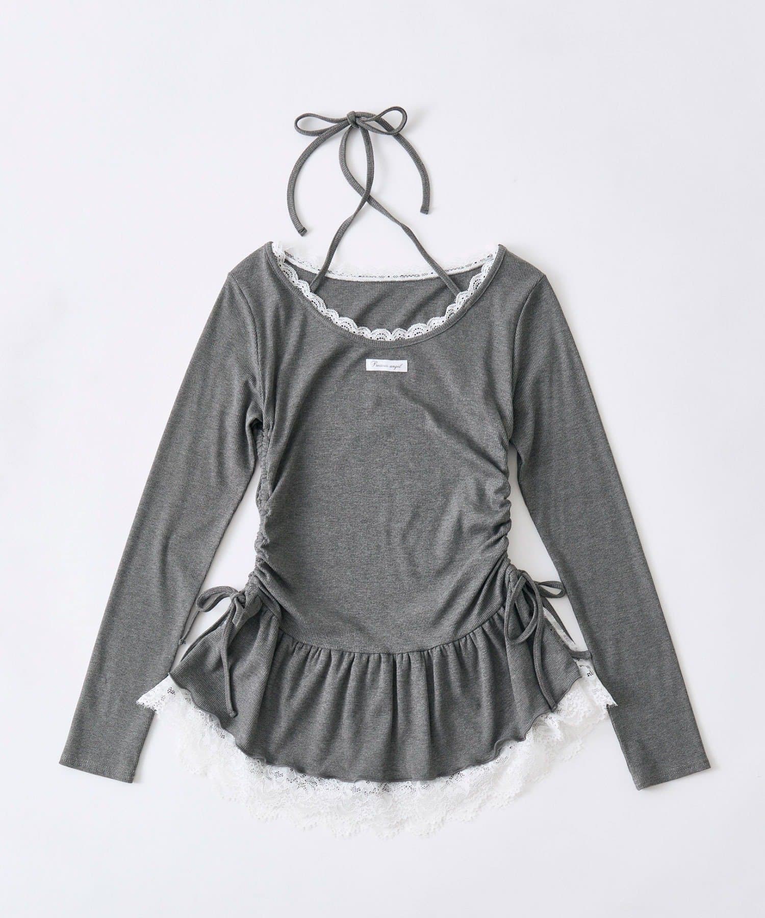 OLIVE des OLIVE(オリーブ デ オリーブ) 裾レースドロストトップス