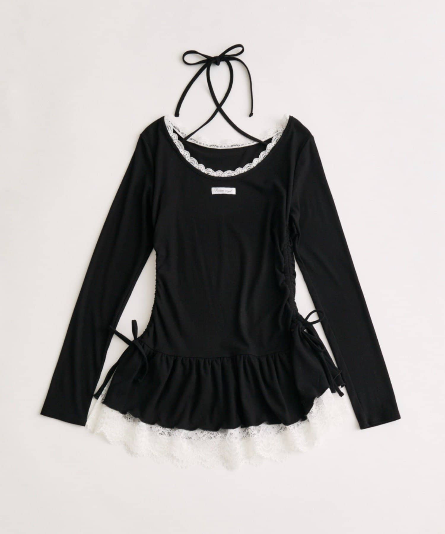 OLIVE des OLIVE(オリーブ デ オリーブ) 裾レースドロストトップス