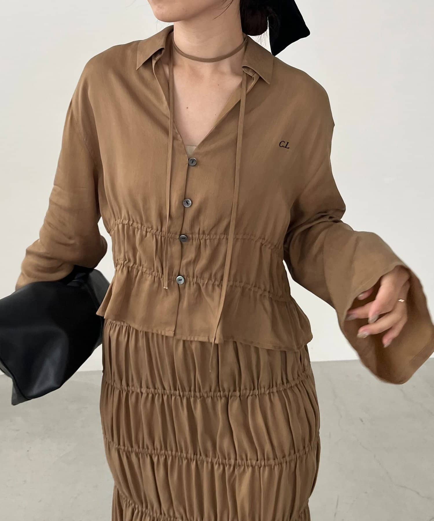 CAPRICIEUX LE'MAGE(カプリシュレマージュ) 【セットアップ対応/ウォッシャブル】〈C.L〉WASHキュプラシャツ