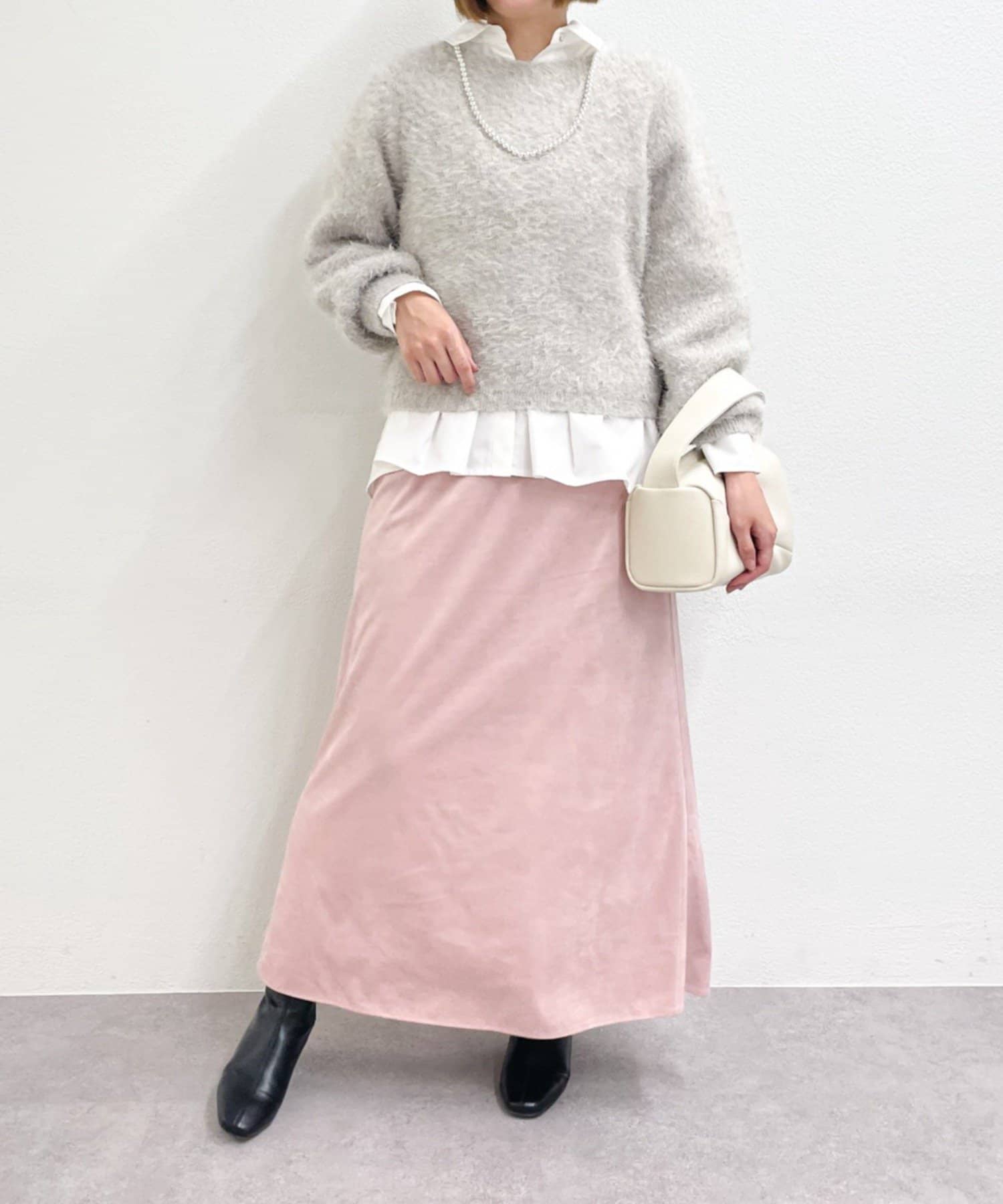 un dix cors(アンディコール) 《こなれ感も美脚も叶う》ストレッチスウェードフレアスカート