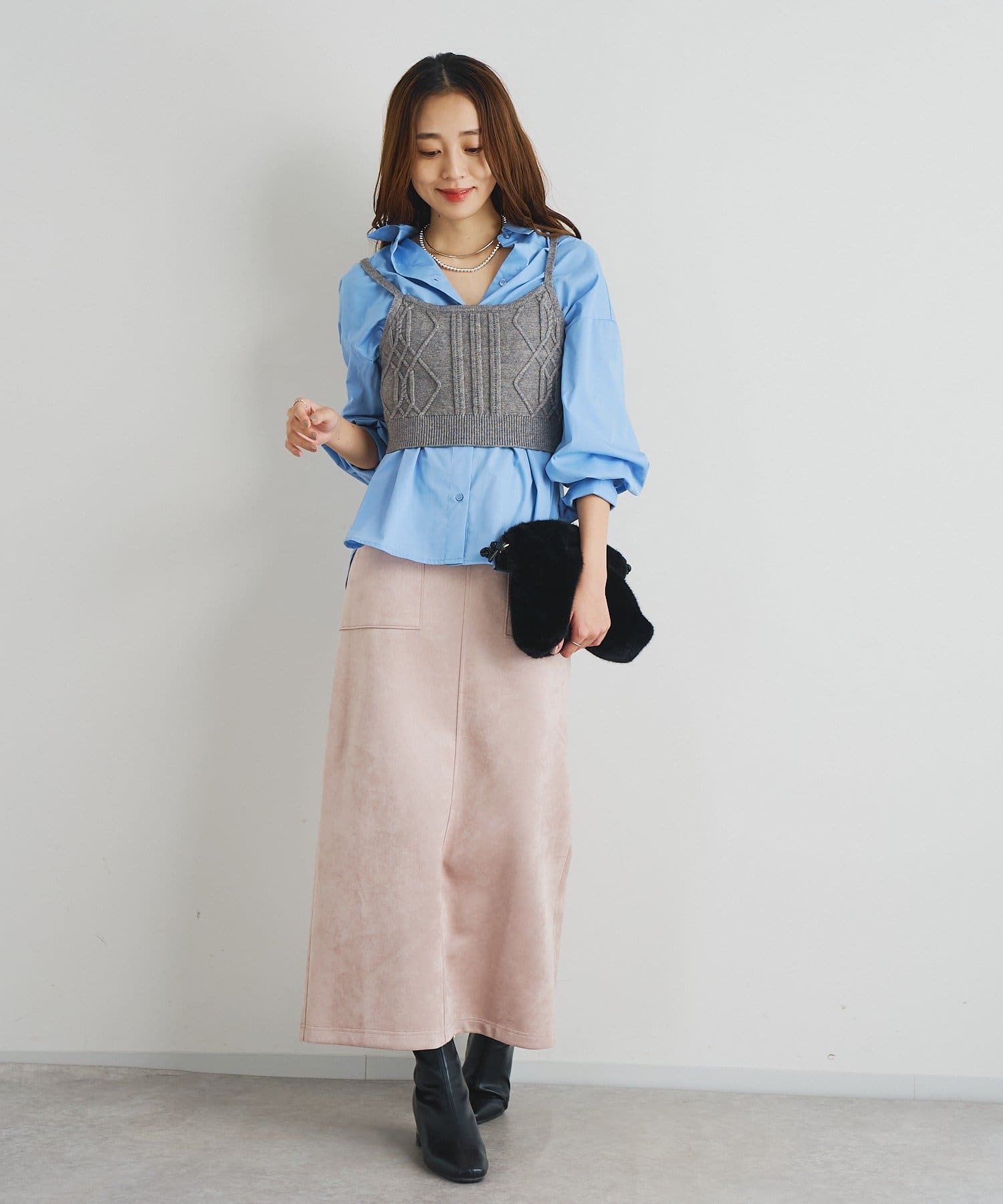 un dix cors(アンディコール) 《トレンドライクに◎》ニットビスチェsetハイカウントシャツ