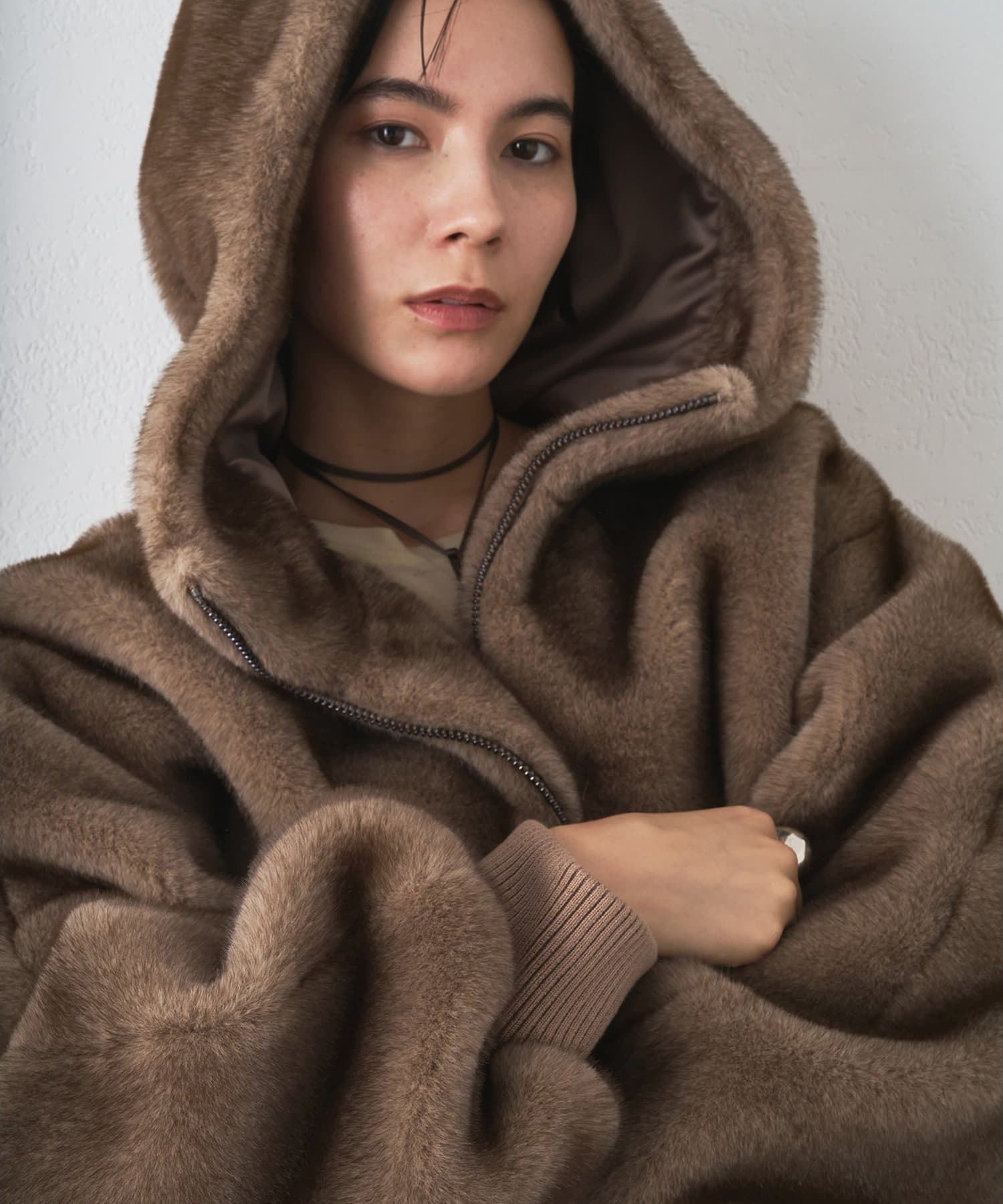 ウィムガゼット　LOU ANDREA フードファーコート ベージュ　今期 ウィムガゼット LOU ANDREA フードファーコート ベージュ 今期