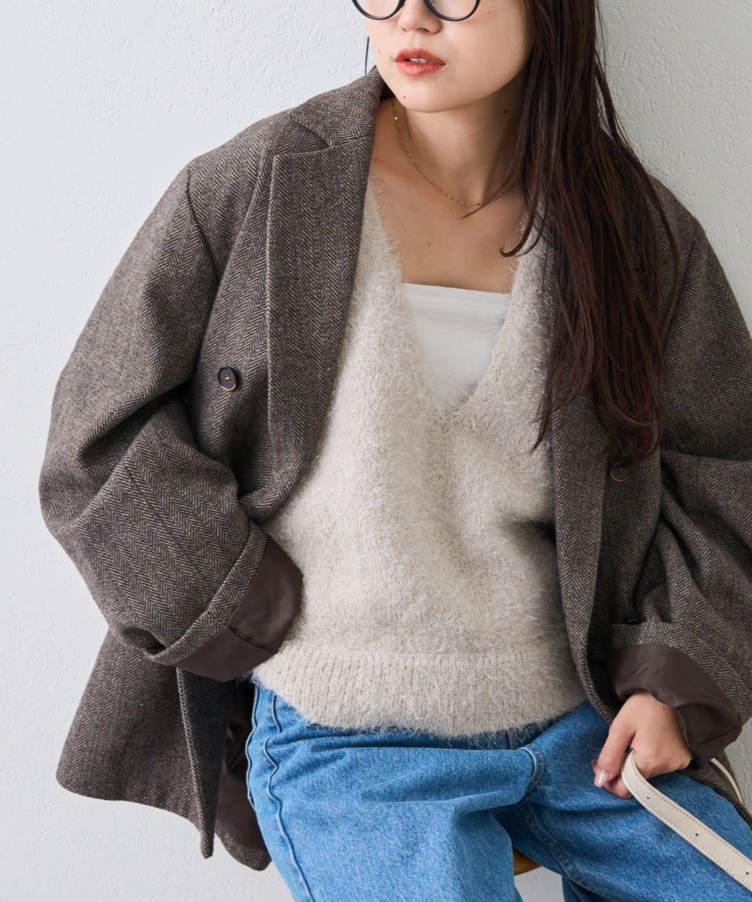 CIAOPANIC TYPY(チャオパニックティピー) 【シーズンレスで活躍◎】ミックスフェザーヤーンクロップド丈ベスト(WEB限定)