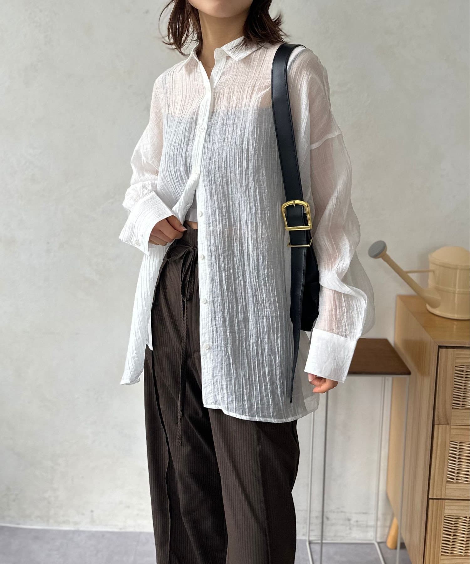 LOCUST(ローカスト) 【サラッと着れる◎】クリンクルシアーシャツ