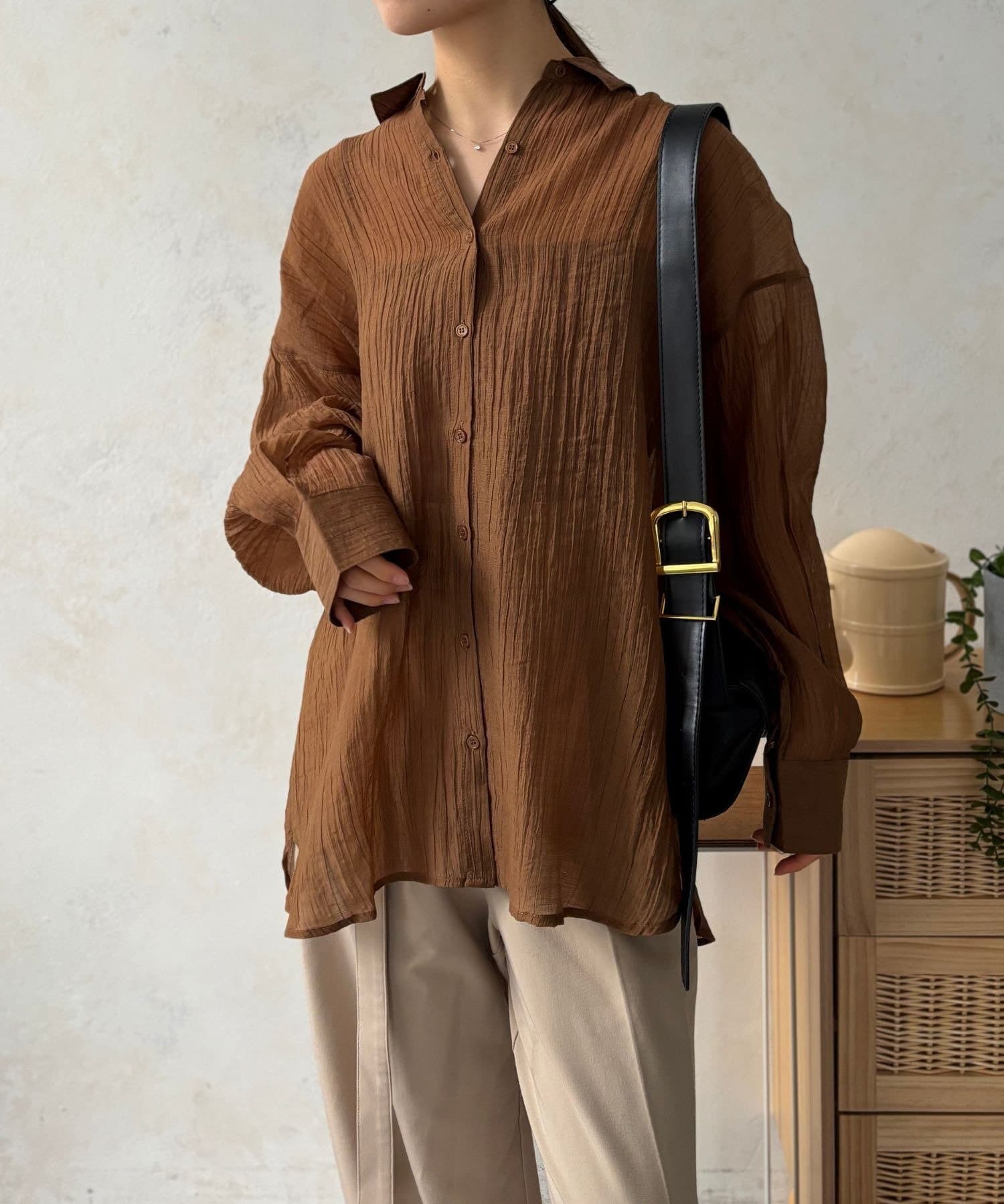 LOCUST(ローカスト) 【サラッと着れる◎】クリンクルシアーシャツ