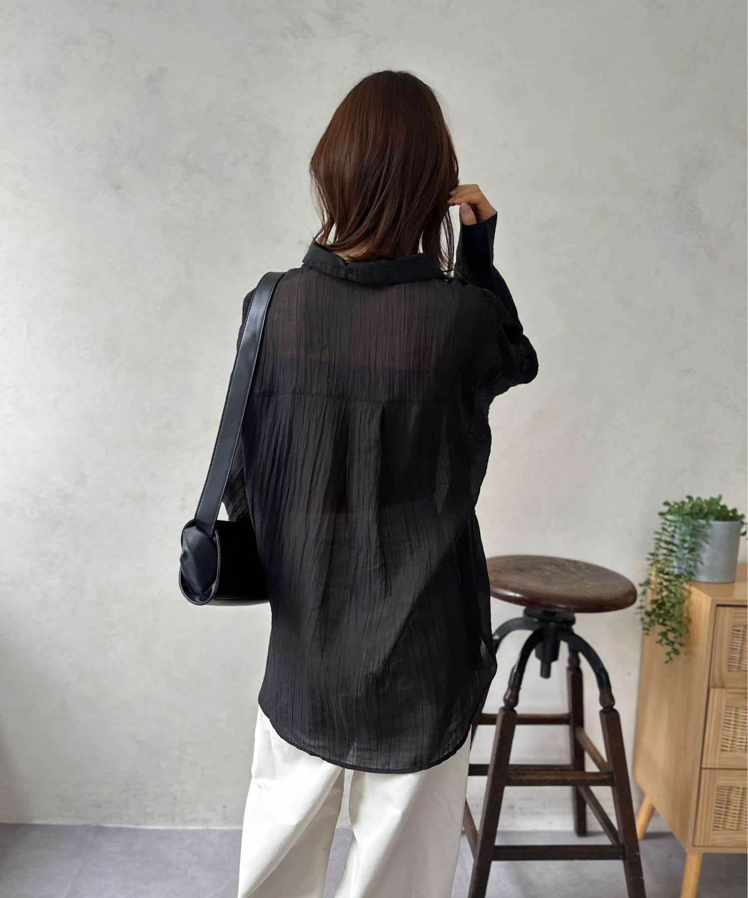 LOCUST(ローカスト) 【サラッと着れる◎】クリンクルシアーシャツ