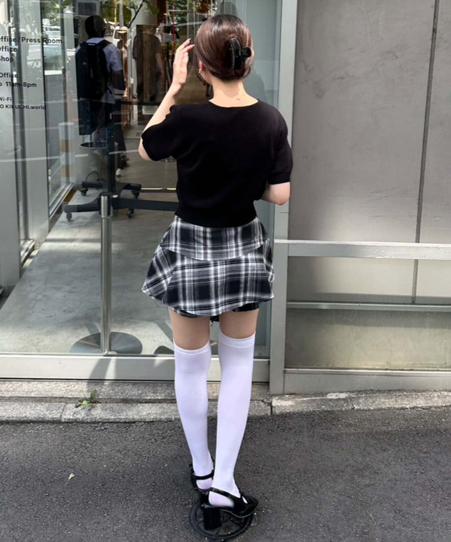 NICE CLAUP / OLIVE des OLIVE OUTLET(ナイスクラップ  / オリーブ デ オリーブ アウトレット) 秋先取り【RMAF】リボンモチーフハーフスリーブニット