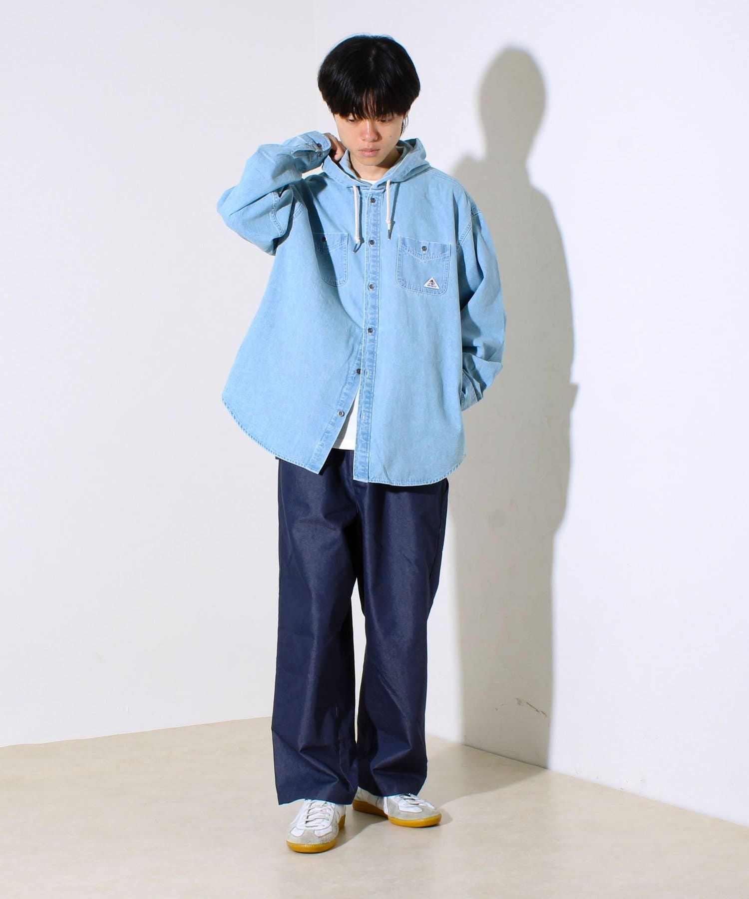 GEVACO】デニムフーディーシャツ フード付きデニムシャツ | FREDY