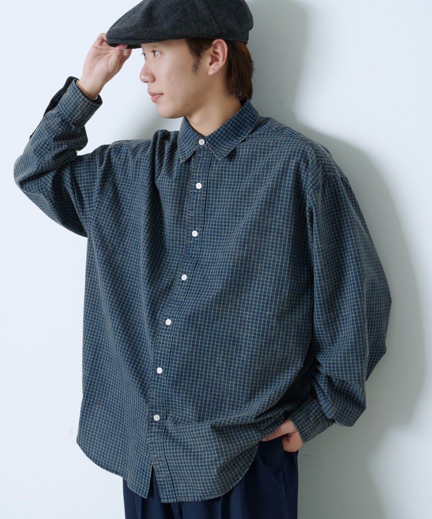 Kastane(カスタネ) 【WHIMSIC】ACID WASHED PLAID SHIRT