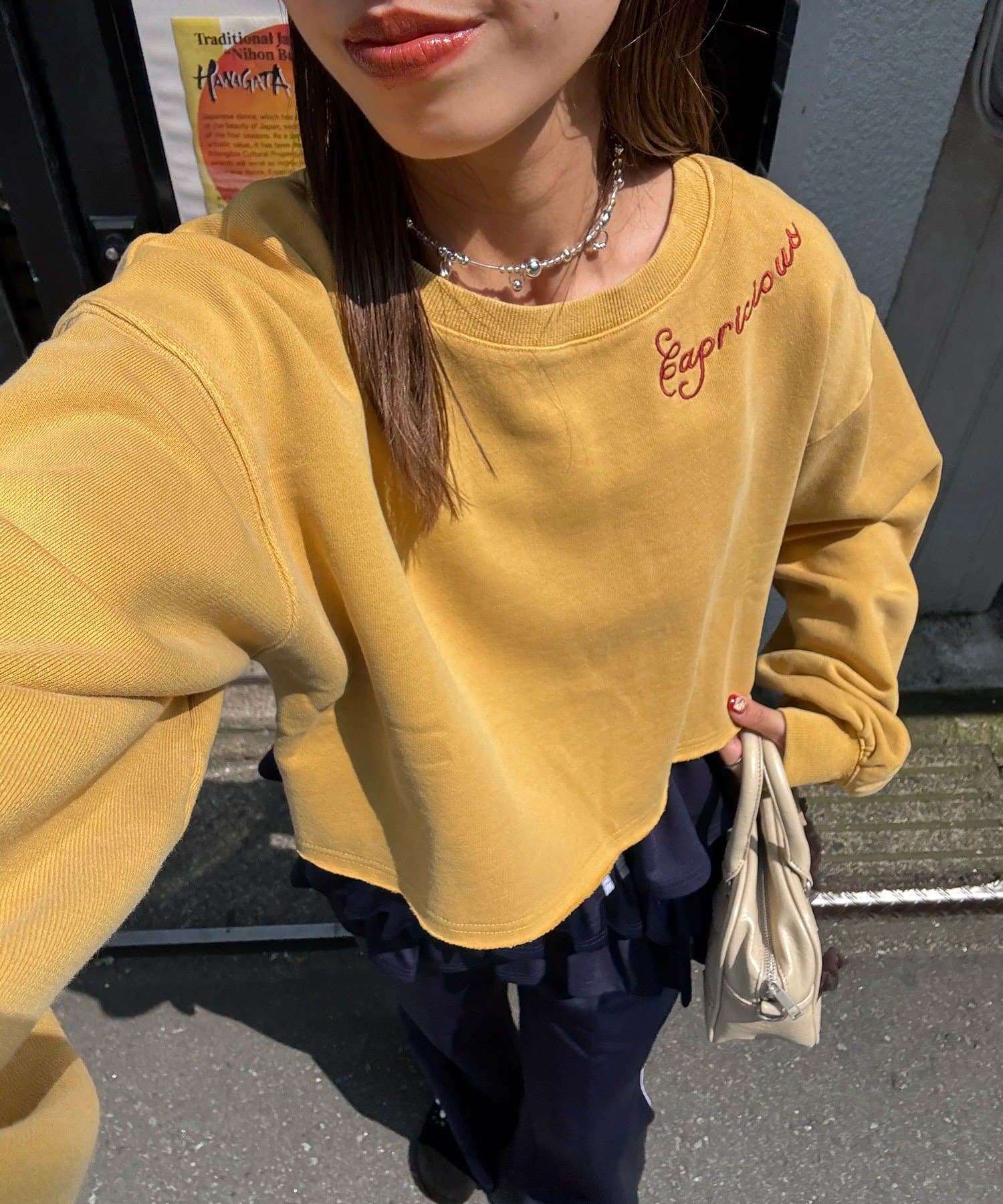 CIAOPANIC(チャオパニック) ネック刺繡ピグメントショートスウェット