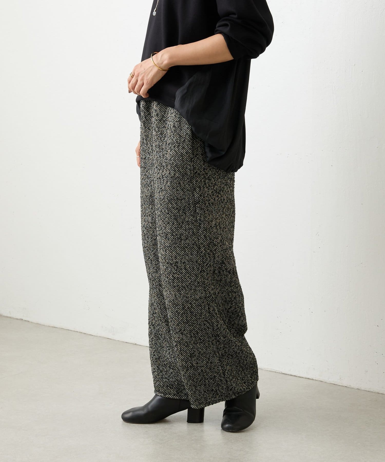 ビアズリー　ウエストリブパンツ　ブラック　黒 ビアズリー BEARDSLEY ウエストリブリネンパンツ （black