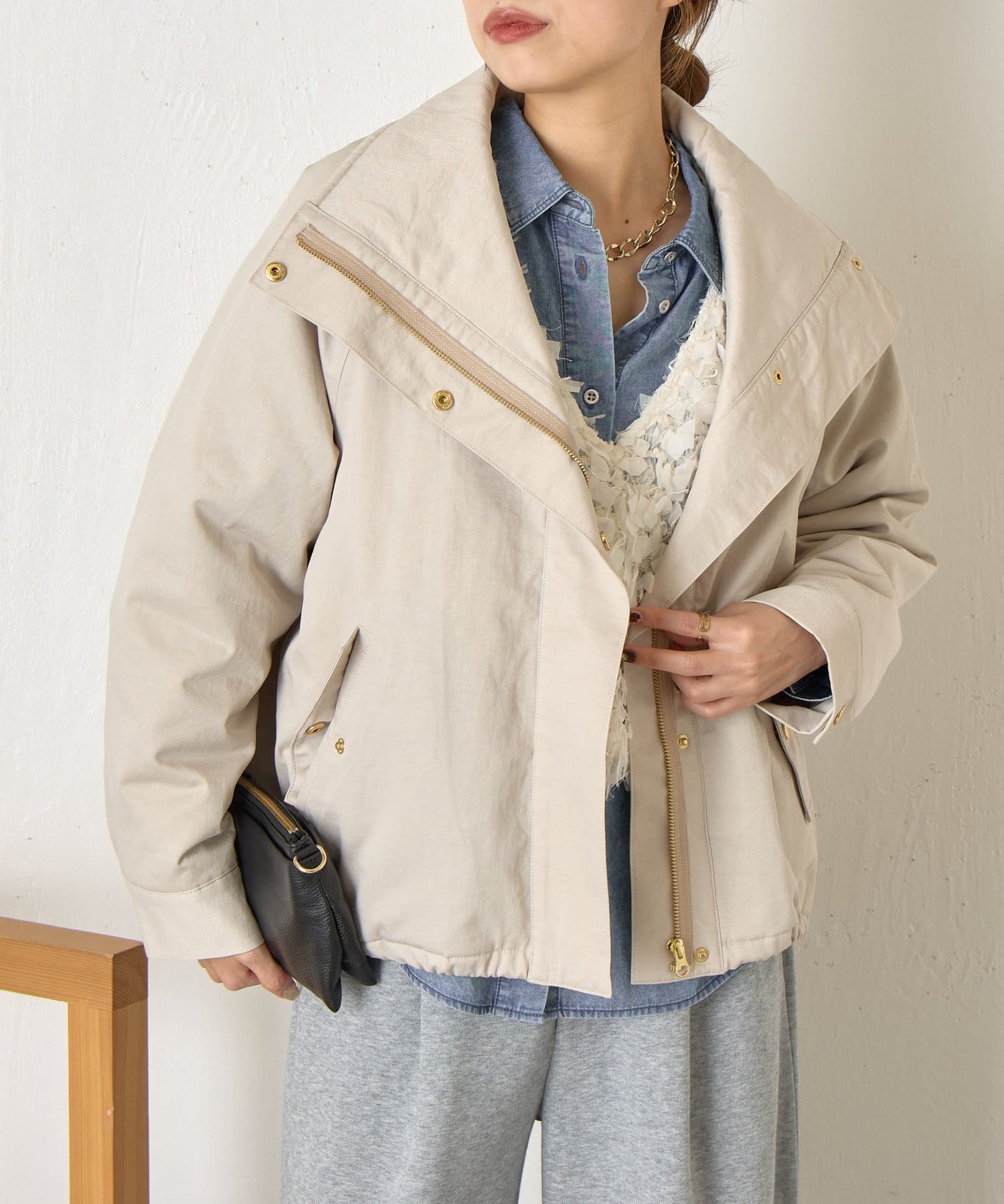 Jena　espace merveilleux(ジェナ　エスパスメルヴェイユ) 【首元まであったか】中綿スタンドネックジャケット