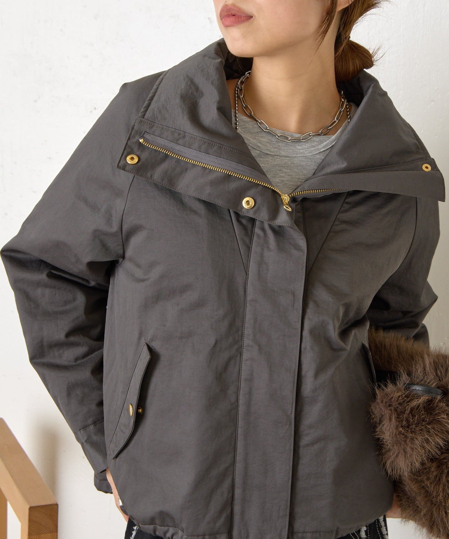 Jena　espace merveilleux(ジェナ　エスパスメルヴェイユ) 【首元まであったか】中綿スタンドネックジャケット