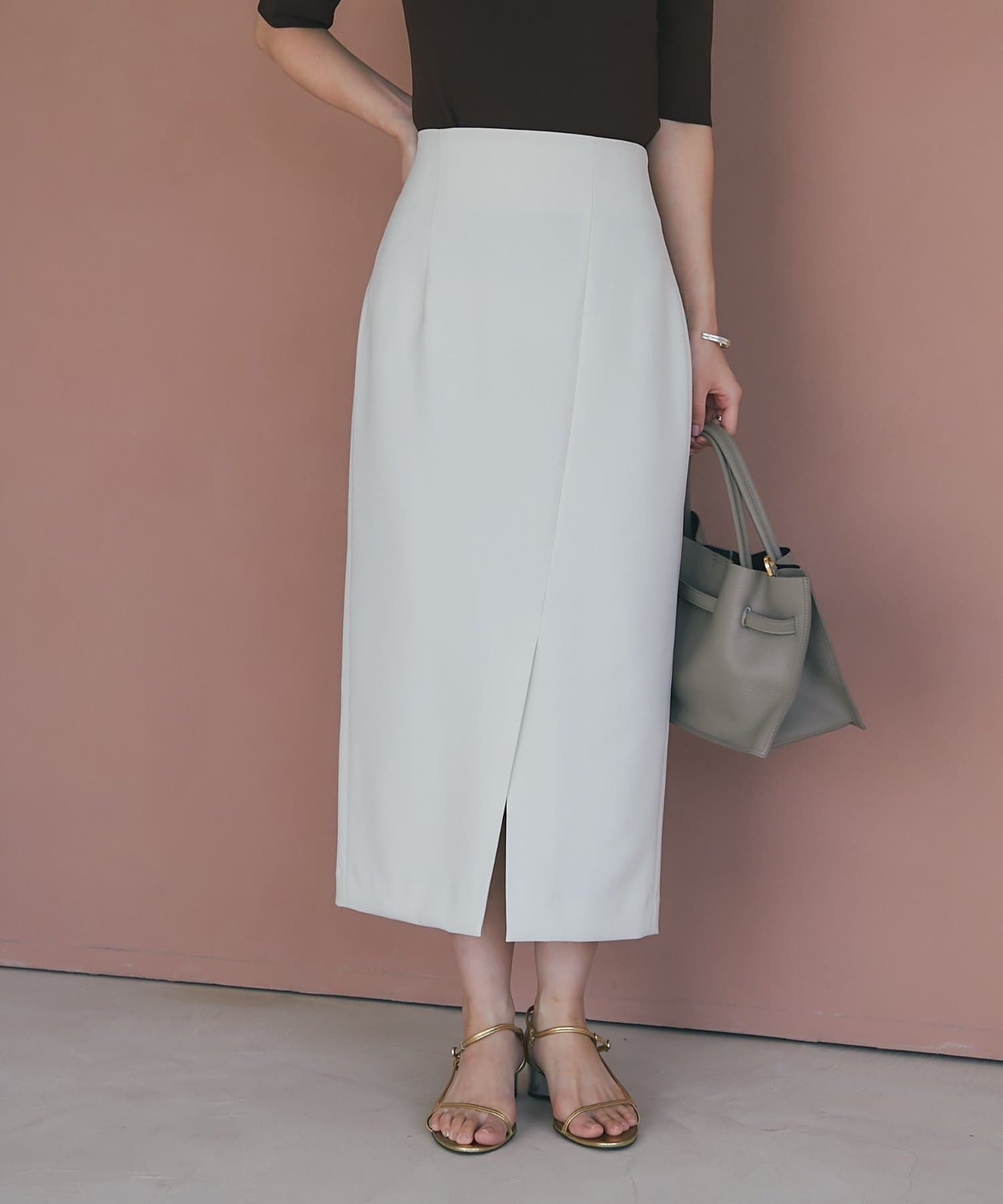 La boutique BonBon(ラブティックボンボン) 【お上品シルエット】ダブルクロスナロースカート