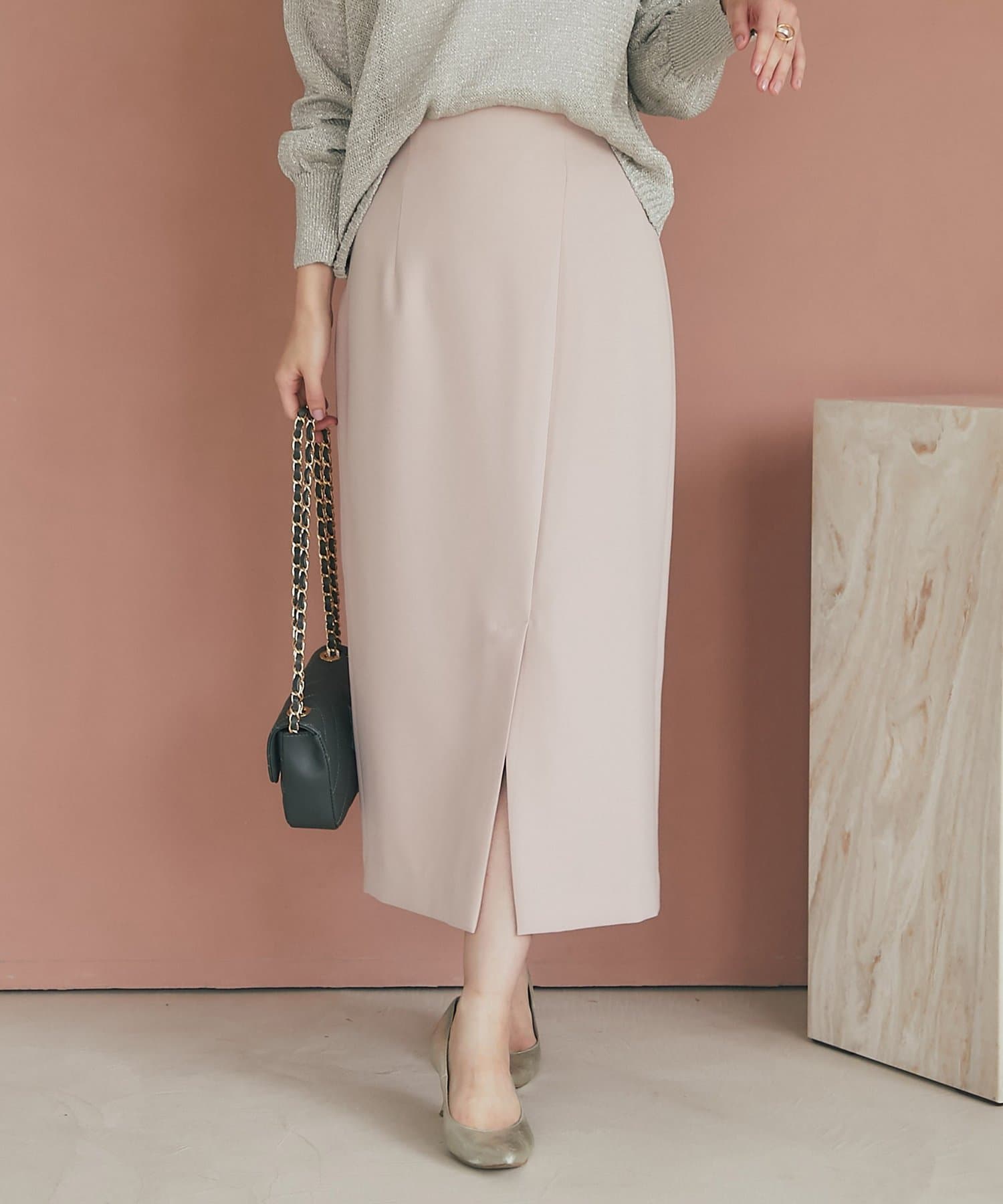 La boutique BonBon(ラブティックボンボン) 【お上品シルエット】ダブルクロスナロースカート