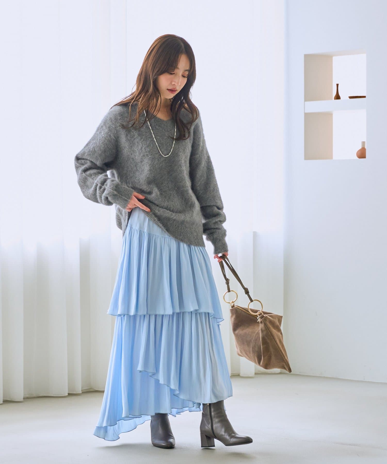 La boutique BonBon(ラブティックボンボン) 【オウレンティ】スエードダブルハンドルバッグ