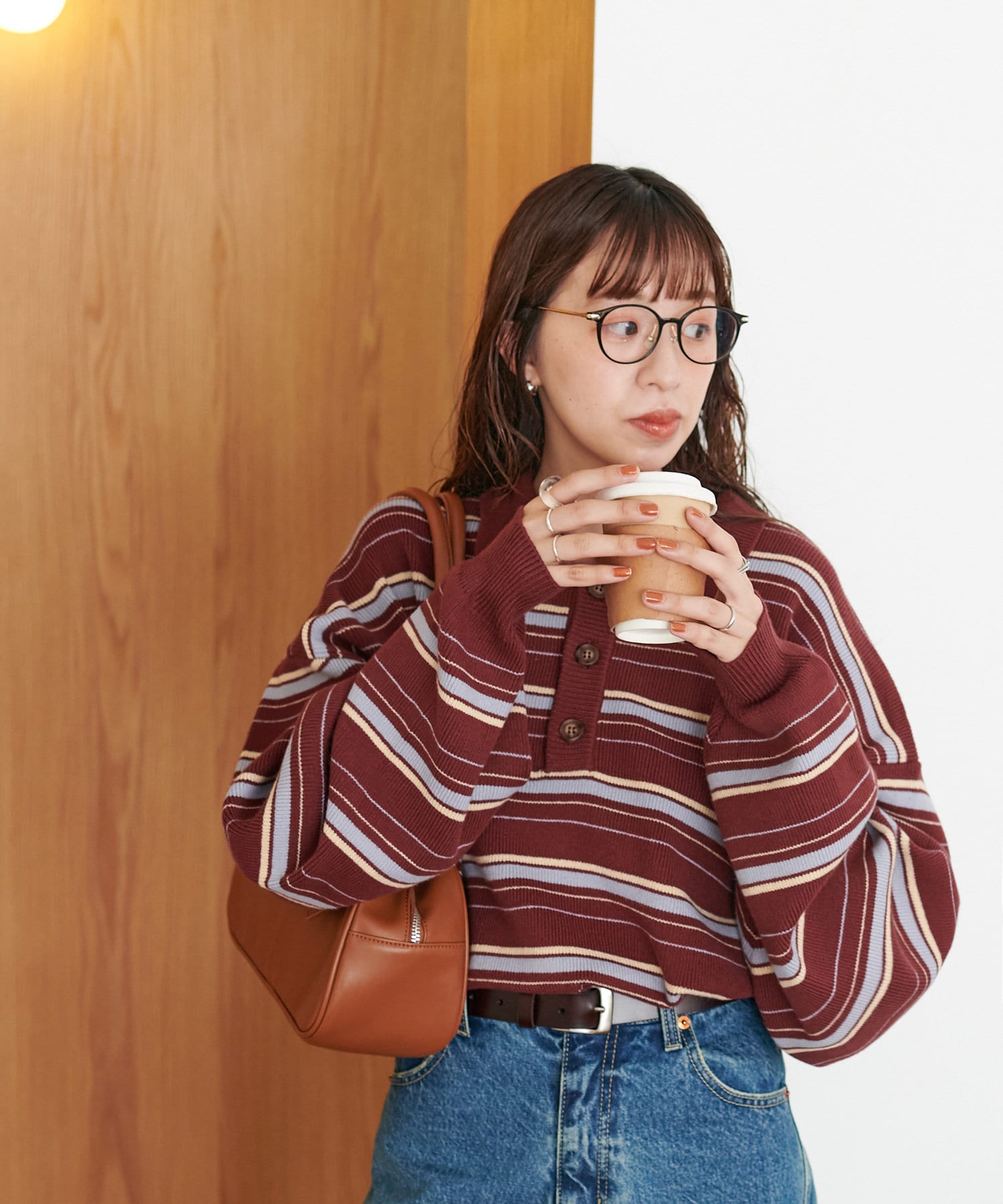 新品etretokyo マルチボーダーニットポロ ETRE TOKYO マルチボーダー