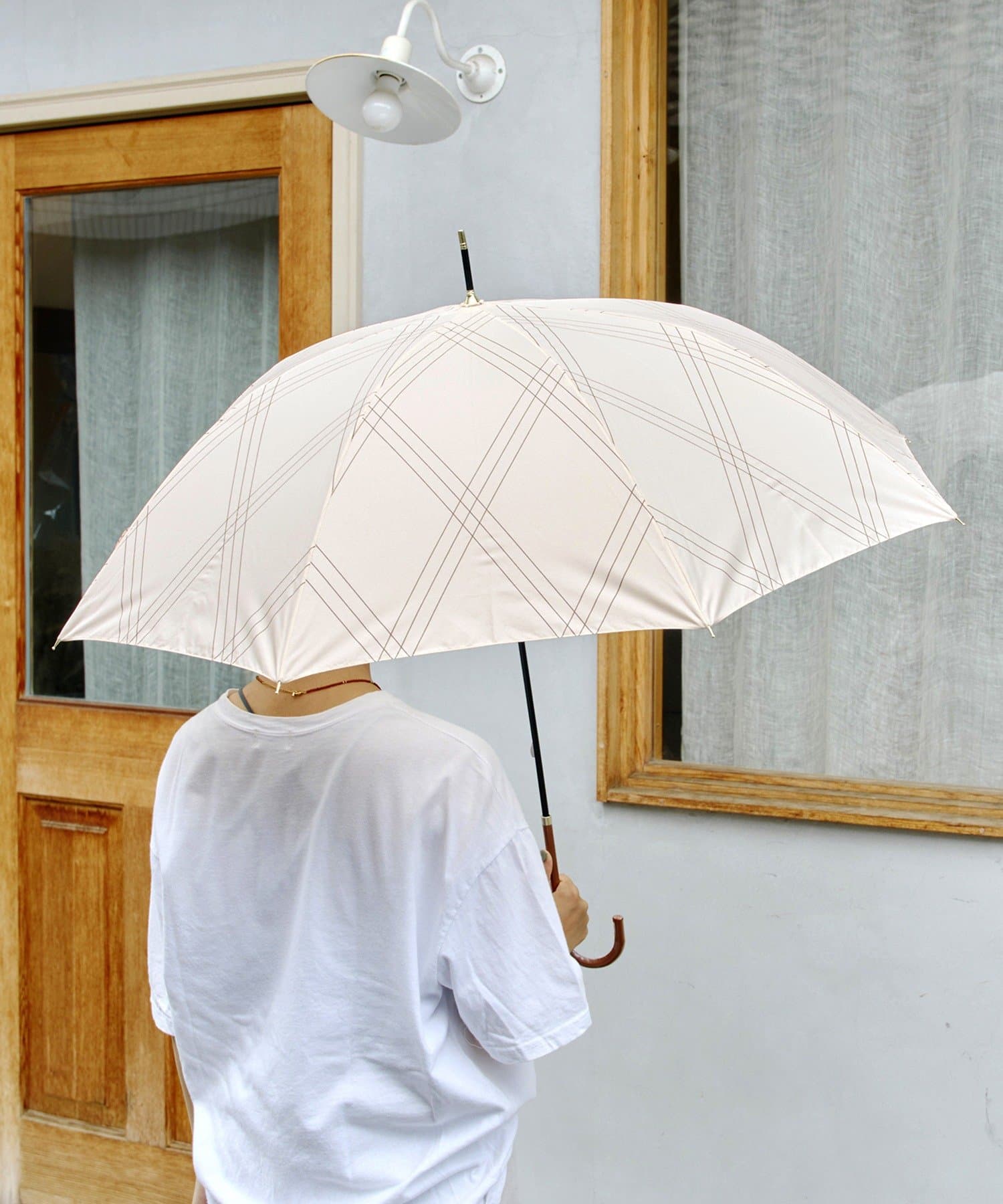 salut!(サリュ) 雨晴兼用雨傘長スリーラインチェック