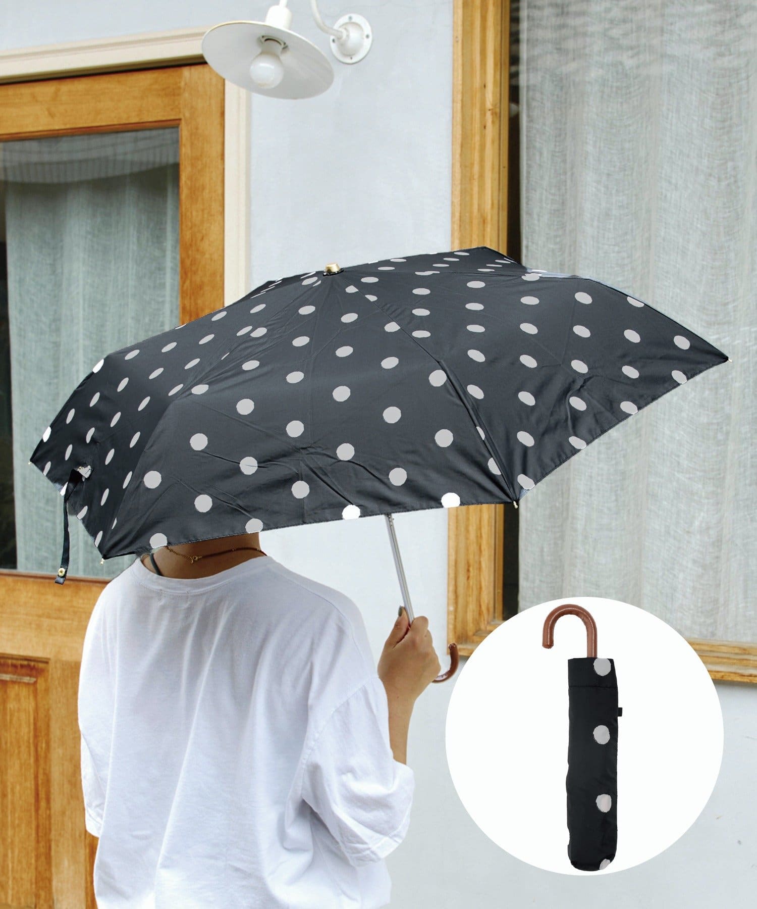 salut!(サリュ) 雨晴兼用雨傘折ポルカドット