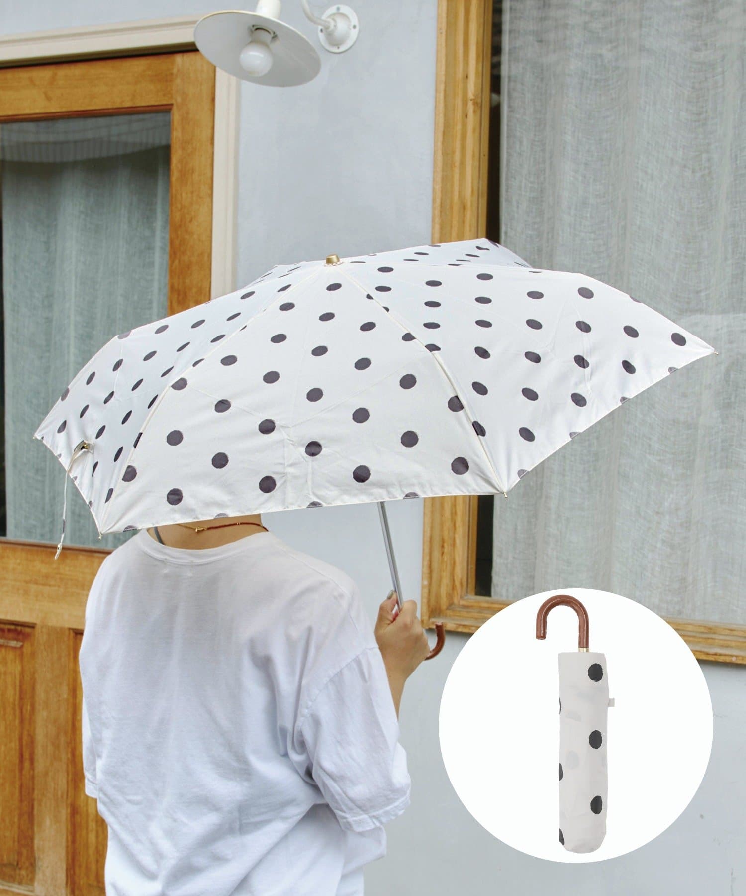 salut!(サリュ) 雨晴兼用雨傘折ポルカドット
