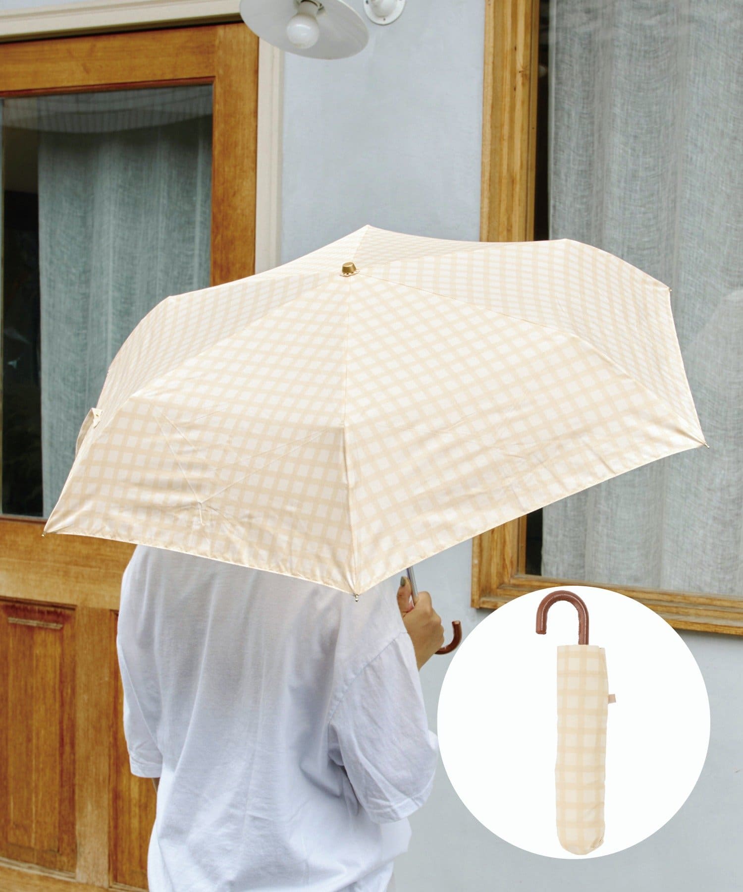 salut!(サリュ) 雨晴兼用雨傘折チェック