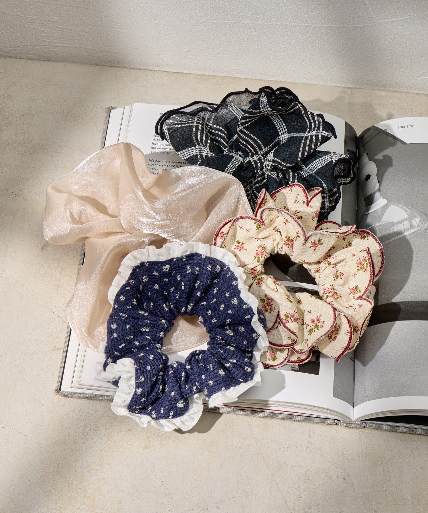 Lattice(ラティス) ワッフル小花柄シュシュ