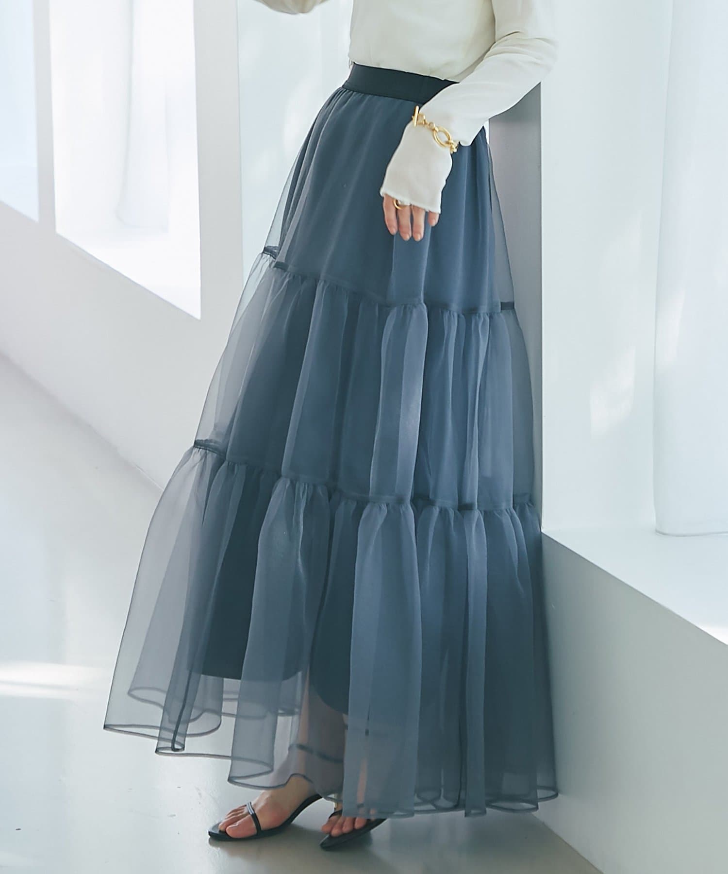 La boutique BonBon(ラブティックボンボン) 【好評につき復刻！】シアーオーガンジーティアードスカート