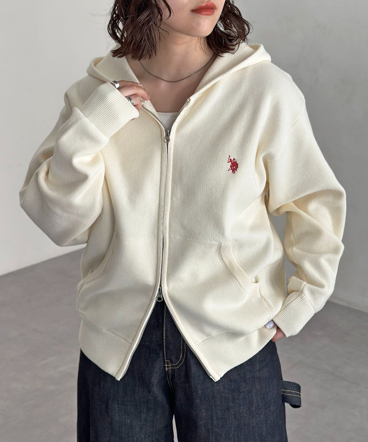 CPCM(シーピーシーエム) 【U.S. POLO ASSN.】スウェットライクニットジップパーカー