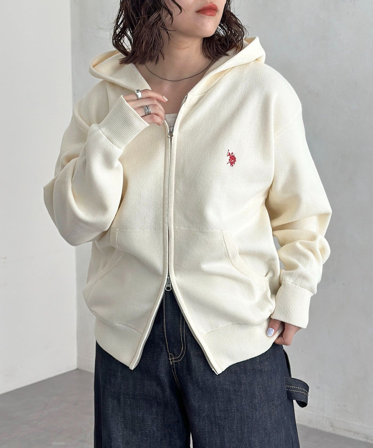 CPCM(シーピーシーエム) 【U.S. POLO ASSN.】スウェットライクニットジップパーカー