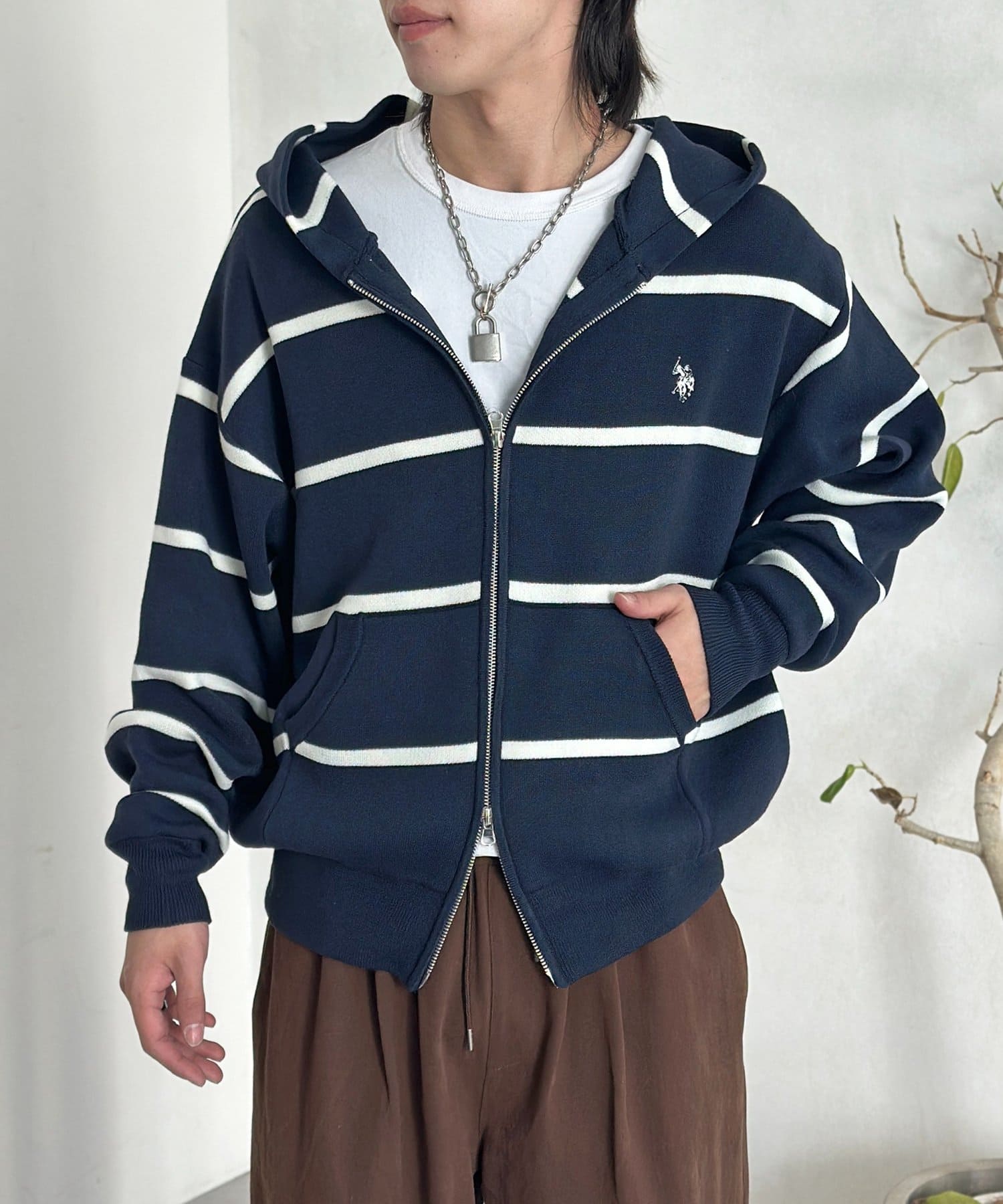 CPCM(シーピーシーエム) 【U.S. POLO ASSN.】スウェットライクニットジップパーカー