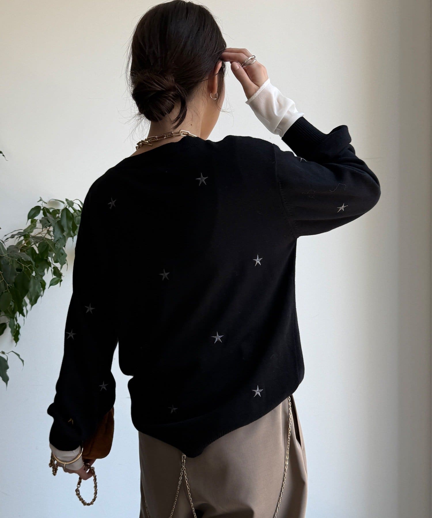 DOUDOU(ドゥドゥ) 【WEB限定】STAR刺繍ニット