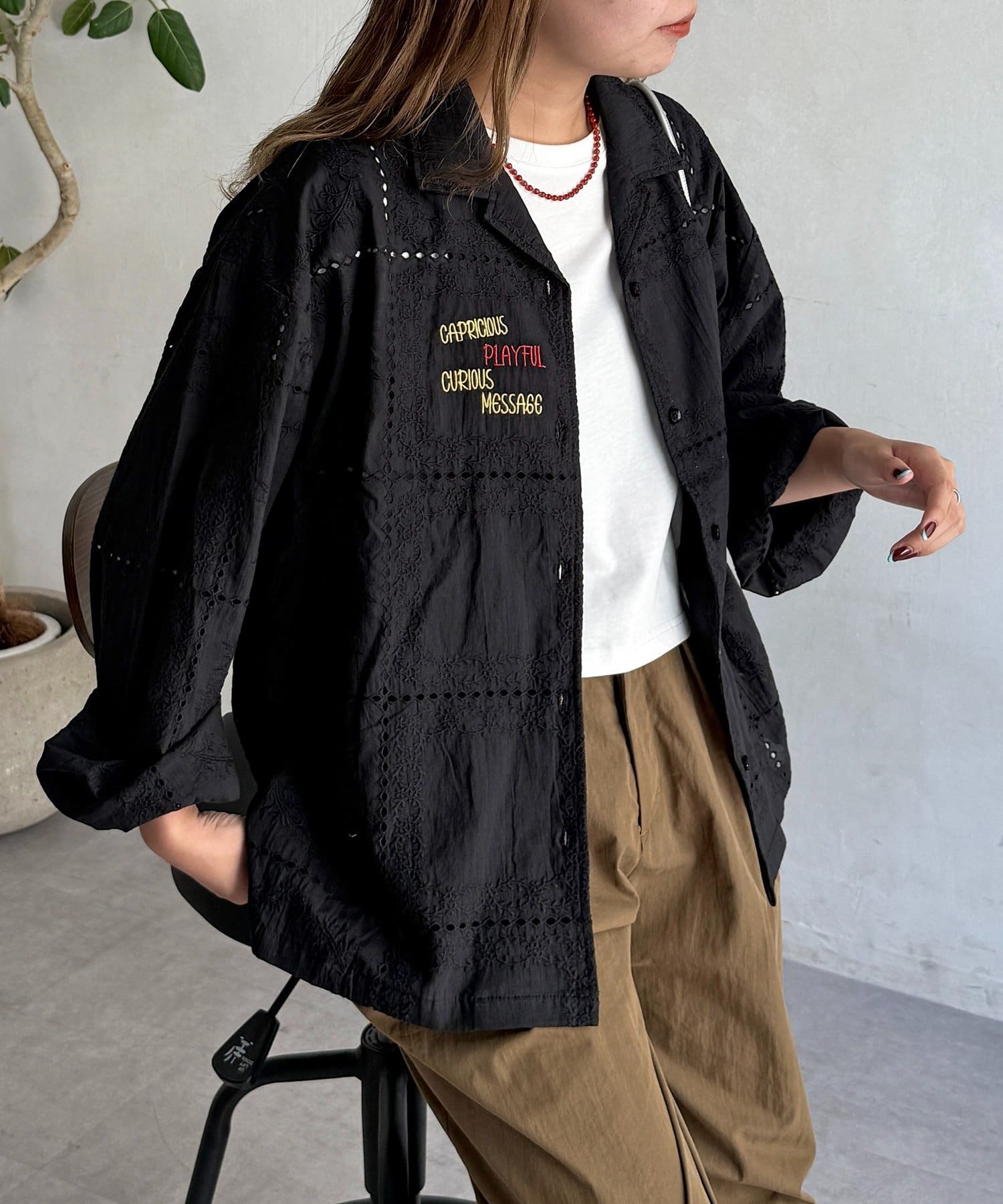 CPCM(シーピーシーエム) レース刺繍ビッグシャツ