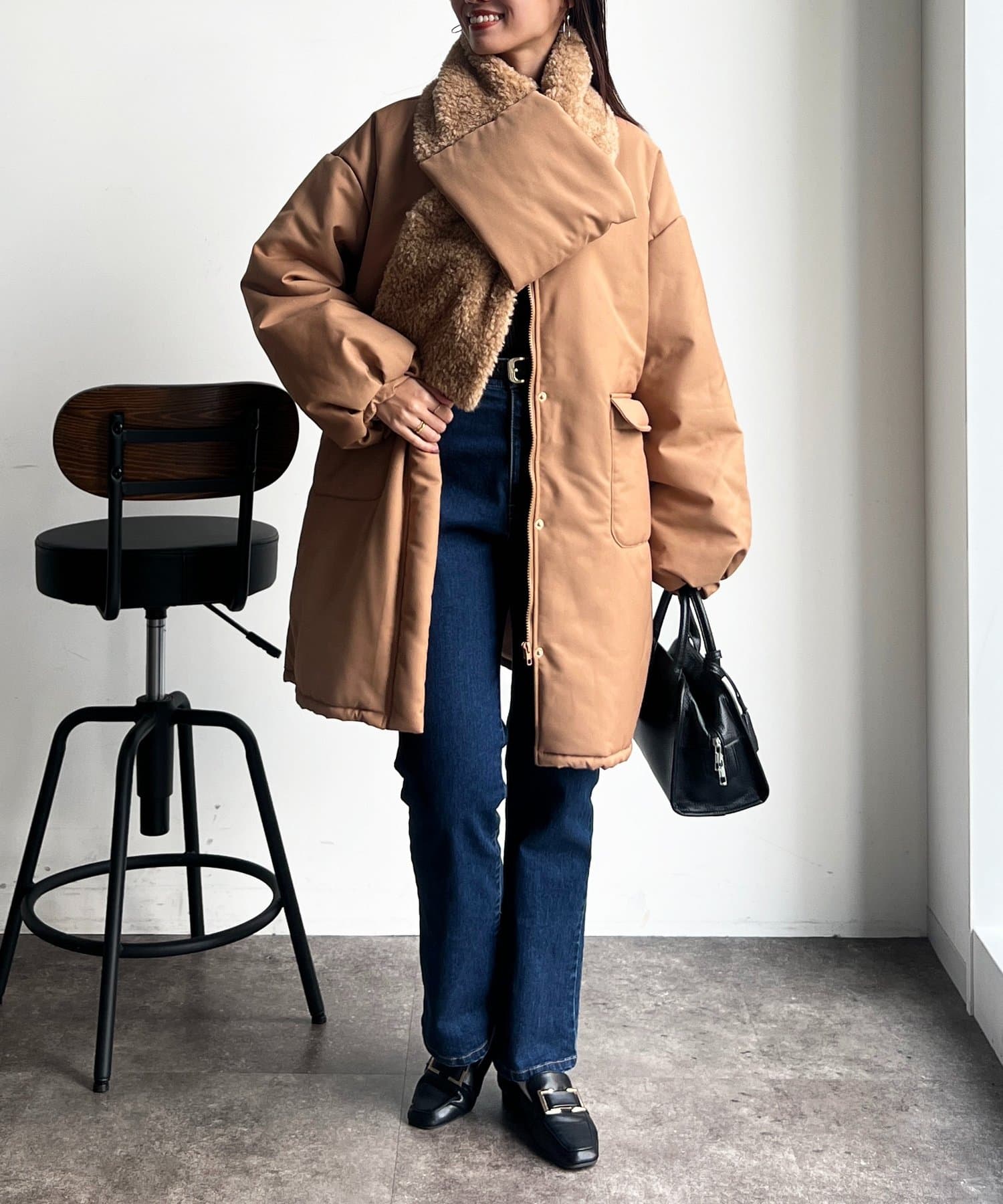 Chez toi(シェトワ) フェイクウールパッファーコート