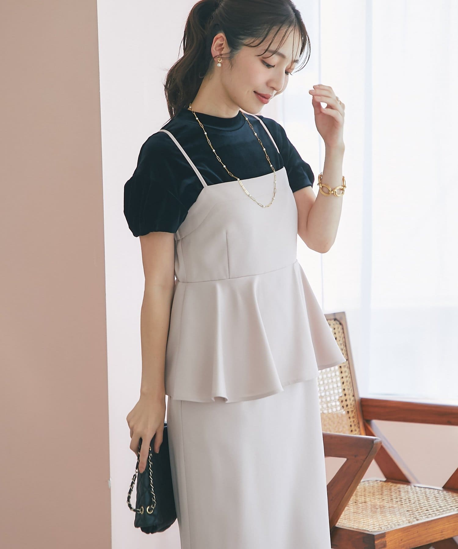 La boutique BonBon(ラブティックボンボン) 【最強愛され】ペプラムキャミワンピース