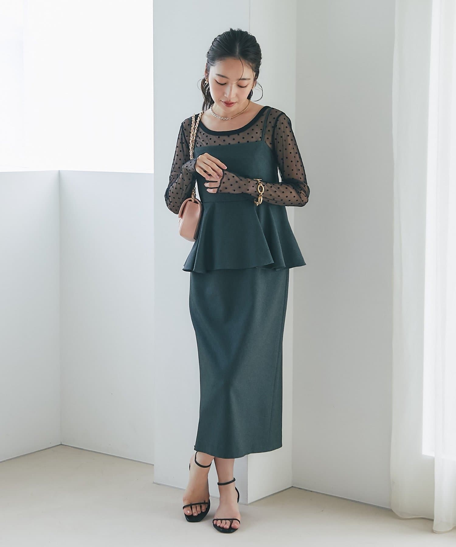 La boutique BonBon(ラブティックボンボン) 【最強愛され】ペプラムキャミワンピース