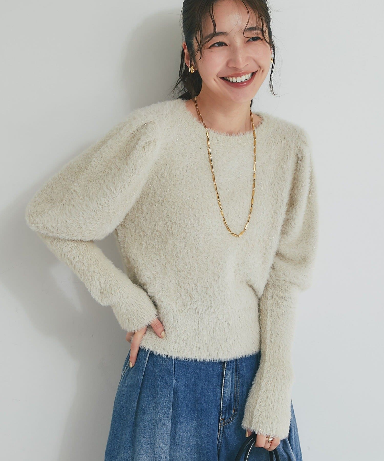 La boutique BonBon(ラブティックボンボン) 【最強モテニット】お花スパンコールラメフェザーニット