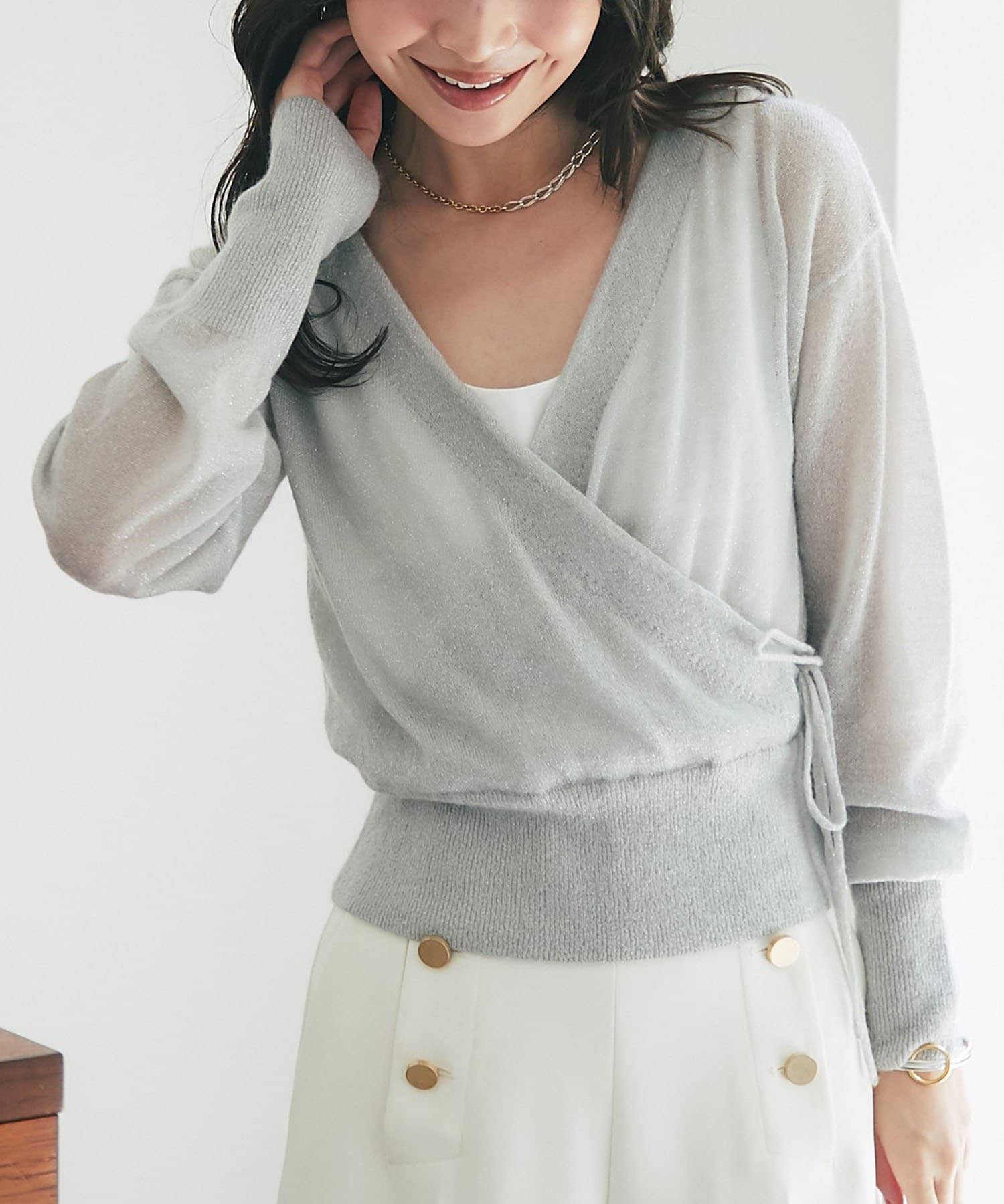 La boutique BonBon(ラブティックボンボン) ラメモヘアカシュクール前後２WAYニット