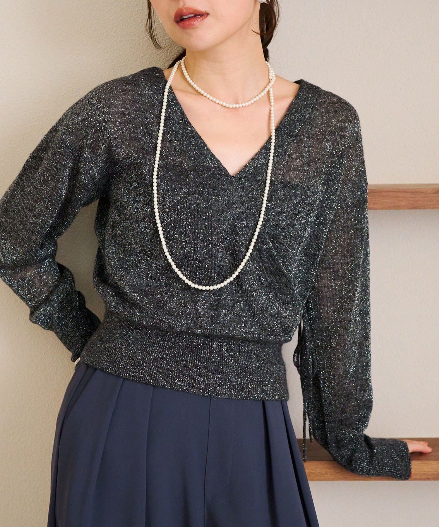 La boutique BonBon(ラブティックボンボン) ラメモヘアカシュクール前後２WAYニット