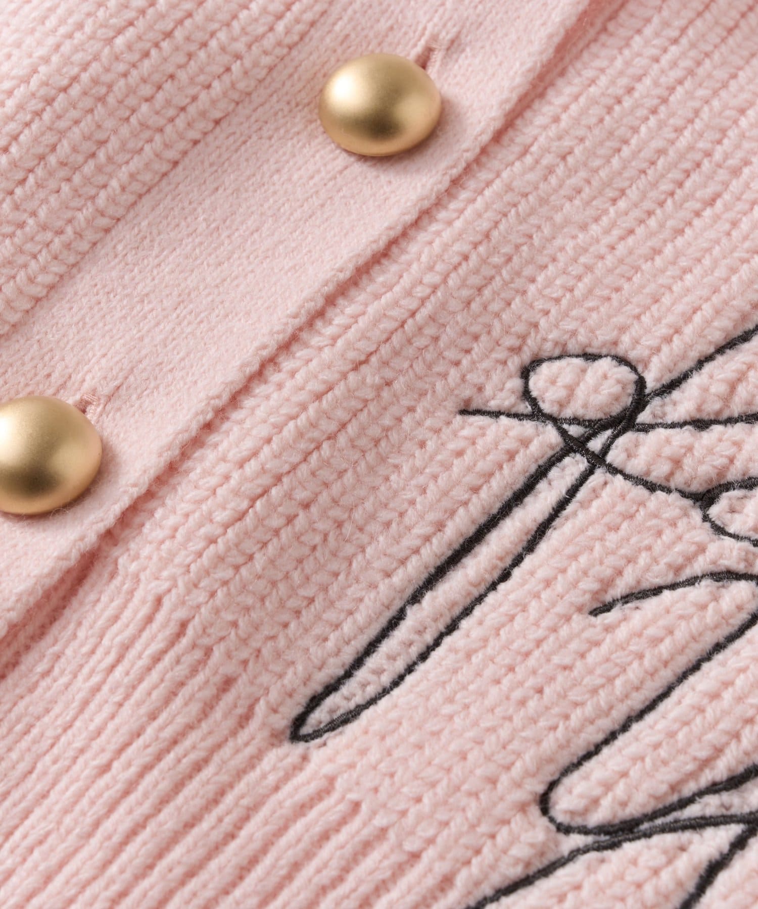 La boutique BonBon(ラブティックボンボン) 【大人の遊び心】手書き風ロゴ刺繍片畦カーディガン