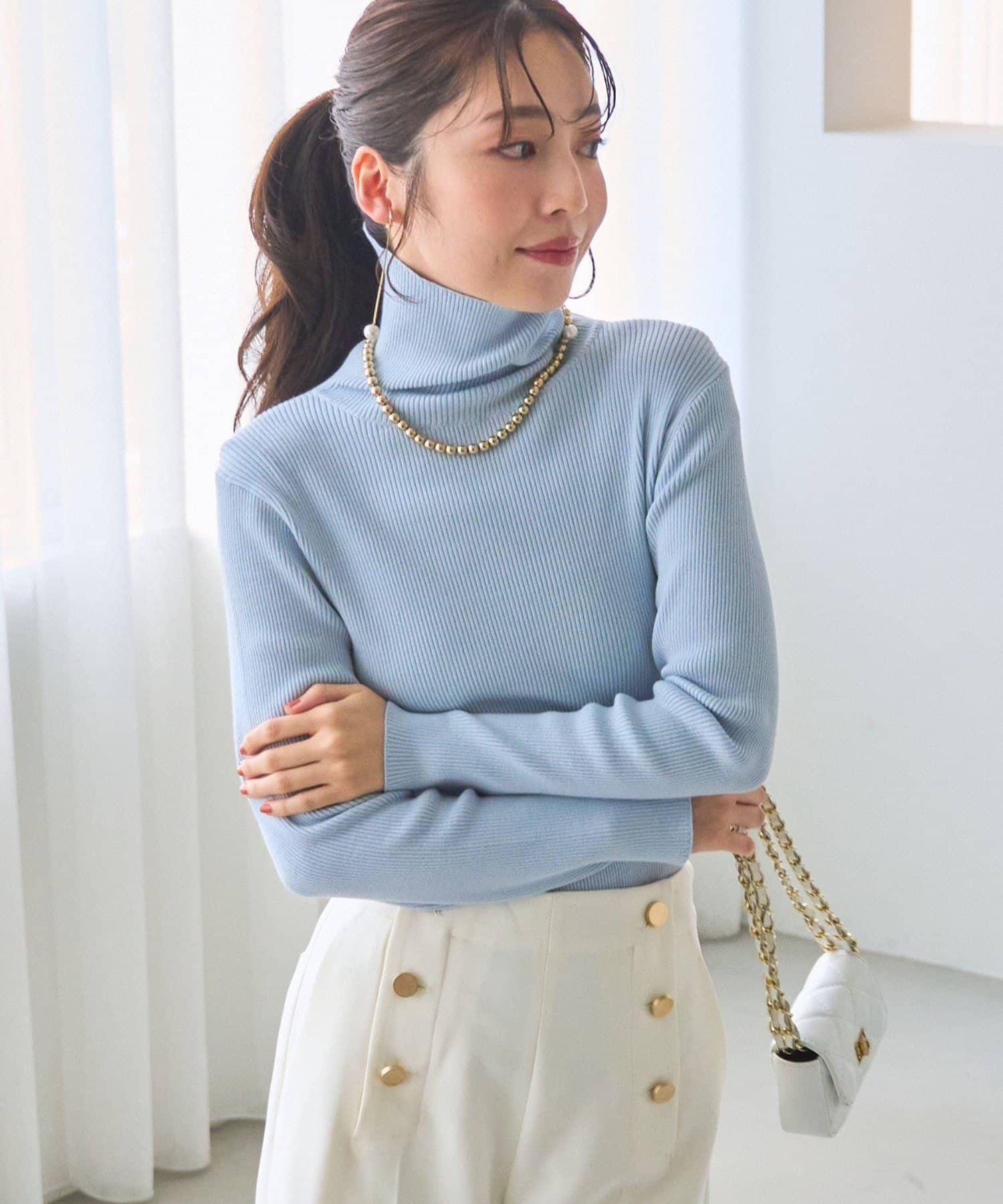 La boutique BonBon(ラブティックボンボン) 【miki監修カラーあり・チクチクしない】リブタートルニット