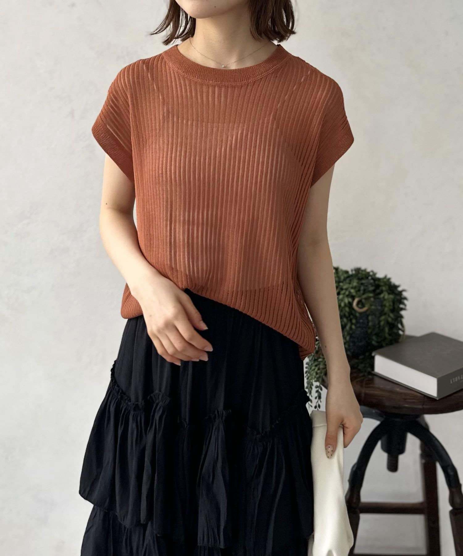 LOCUST(ローカスト) 【WEB限定】フレンチスリーブニット