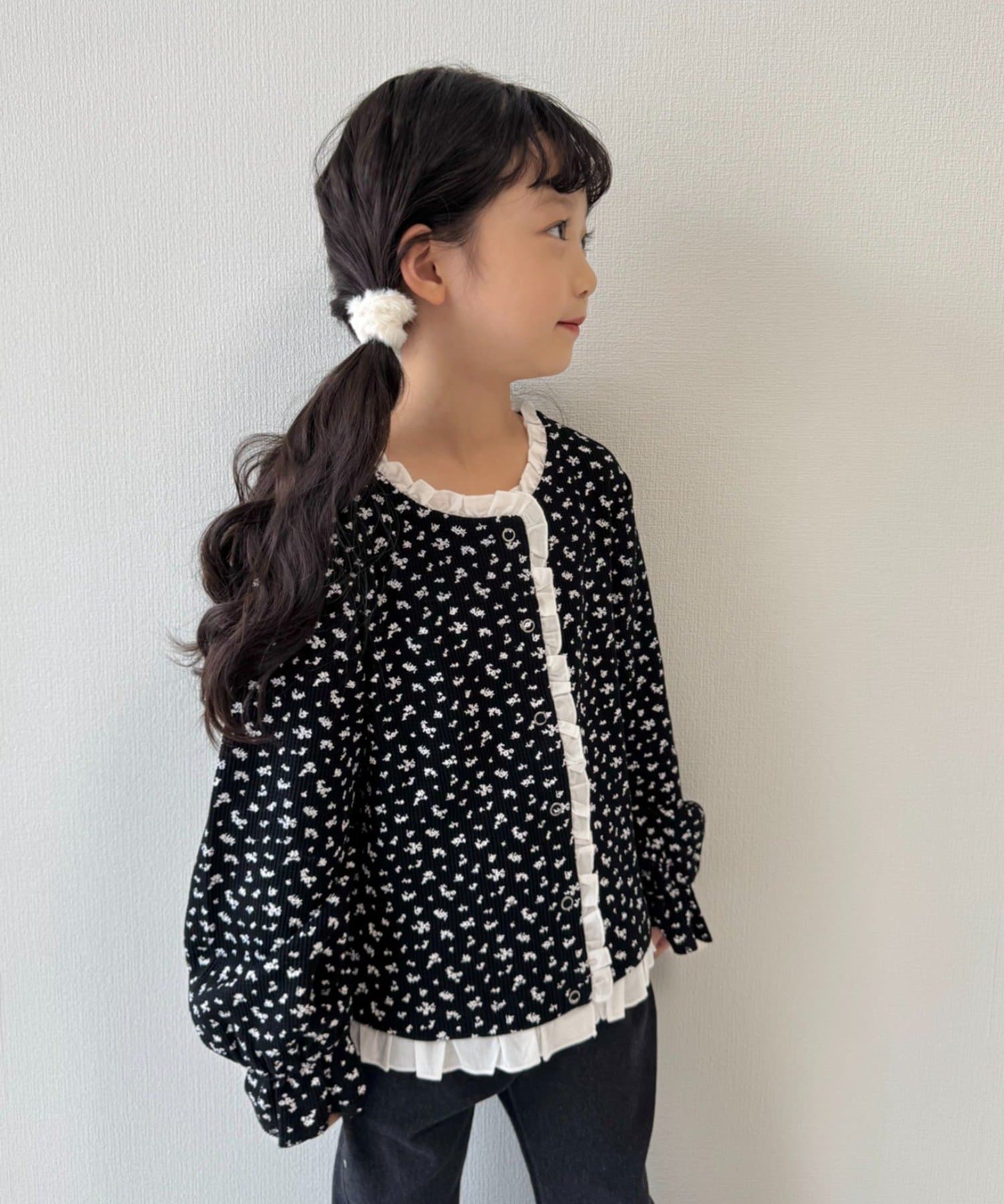 WEB限定】【KIDS】フラワープリントフリルワッフルスナップ