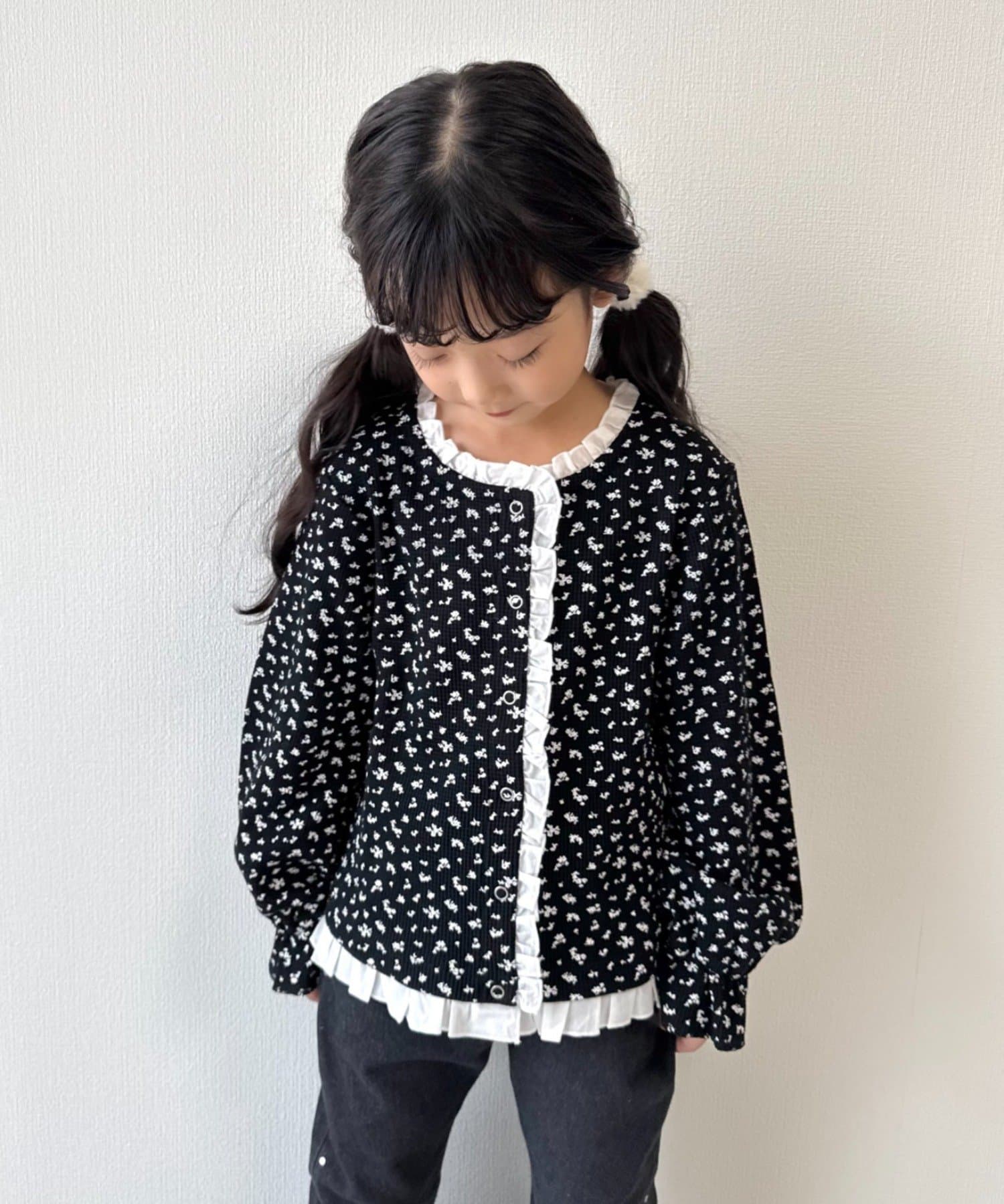 WEB限定】【KIDS】フラワープリントフリルワッフルスナップ