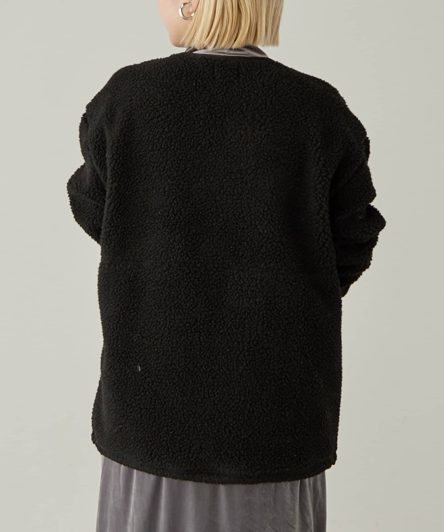 ボア ノーカラー ブルゾン size SHORTあり］ボア ノーカラー ブルゾン