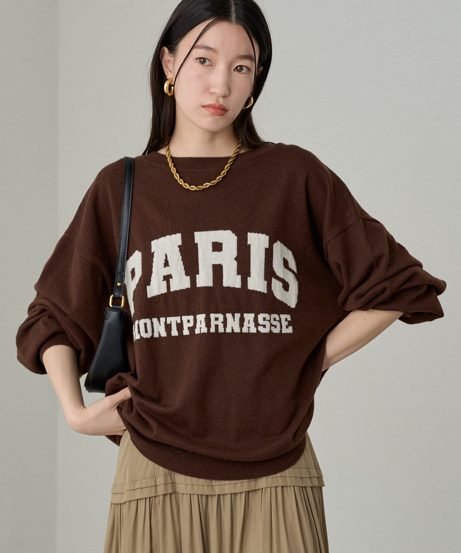 【Loungedress】ロゴフードニット（ネイビー） Loungedress】ロゴフードニット | OUTLET(アウトレット